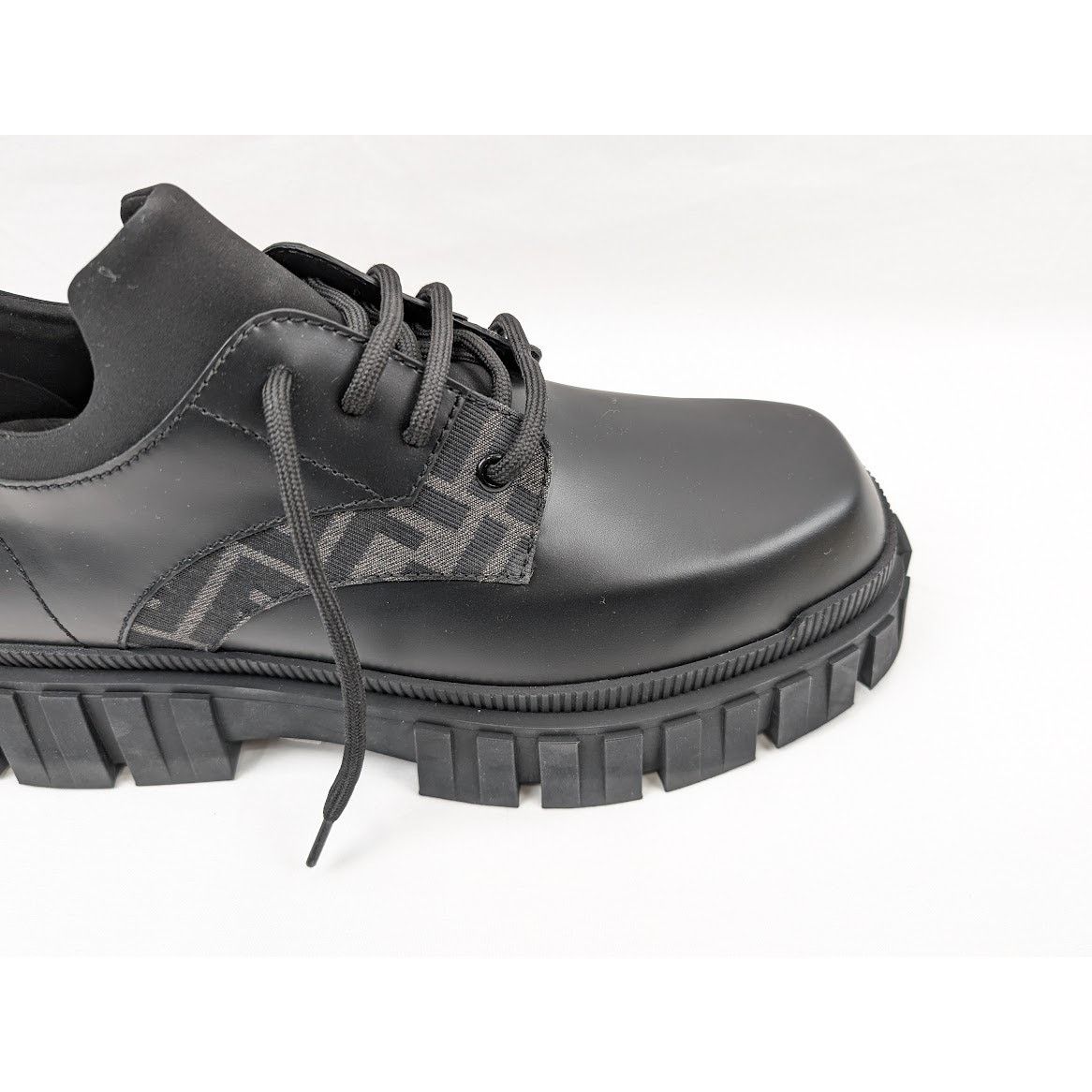 Fendi o1rshd1 Men's Lace Up Fabric Calf Leather Boots Shoe in Nero Size US 11 / EU 44 - 4 Thumbnail