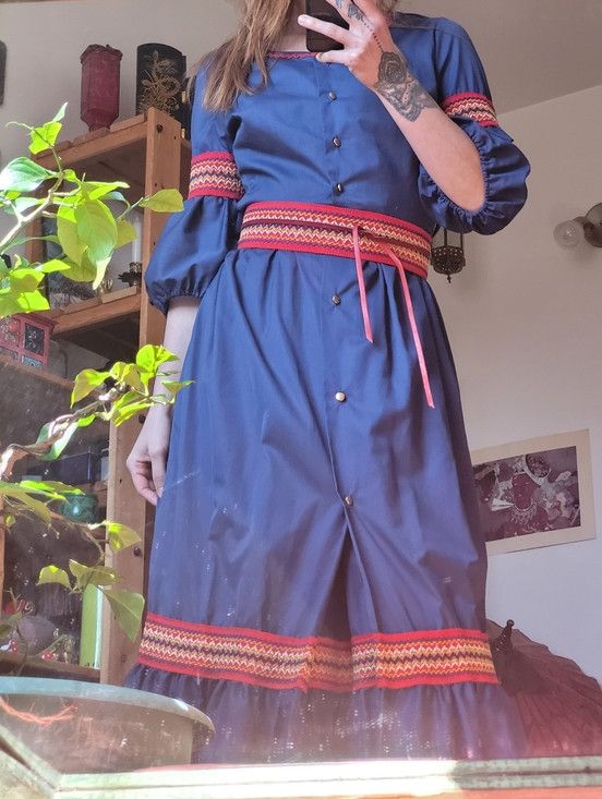 Vintage Perri-Ann Lingerie 60s Vintage Blue 2 Piece Maxi Dress - S Size S / US 4 / IT 40 - 1 Thumbnail