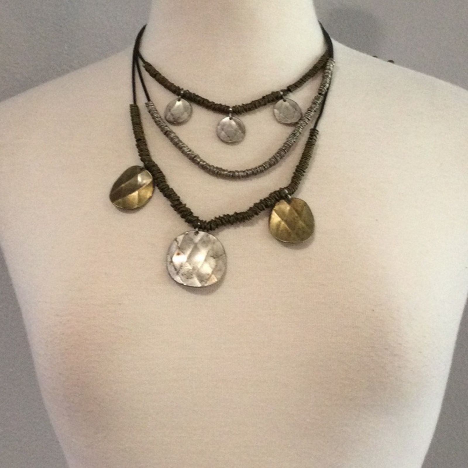 Chicos Chico's MultiLayered Gold & Silver Tone Necklace/Earring Set Size ONE SIZE - 3 Thumbnail