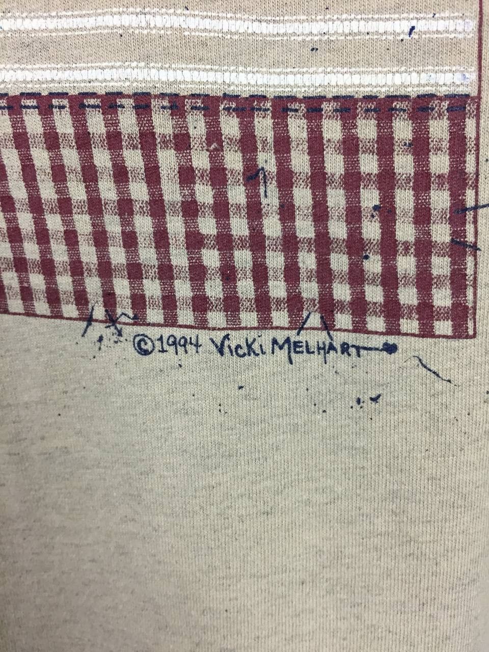 Vintage 90s Vicki Melhart Primitive American Flag Single Stitch Tee Size US XL / EU 56 / 4 - 4 Thumbnail