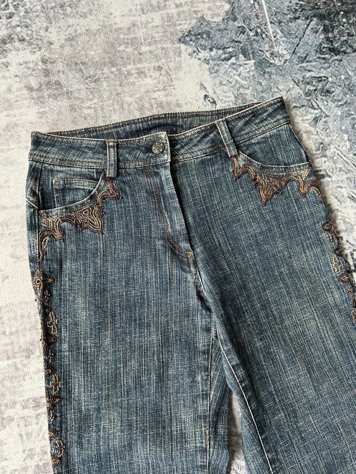 If Six Was Nine Flower Embroidery Flared Jeans Size US 28 / EU 44 - 8 Thumbnail