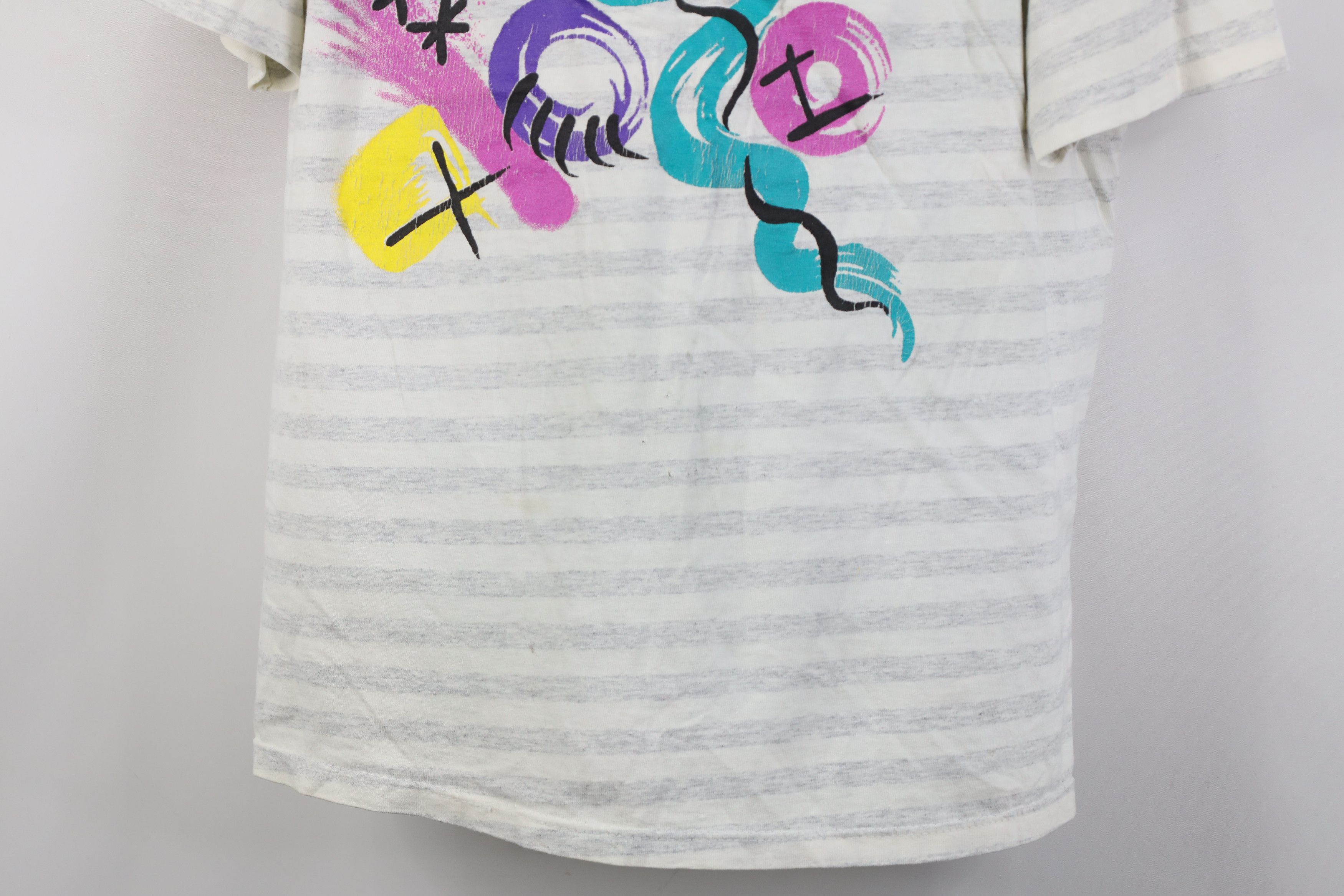 Vintage Vintage 90s Streetwear Art Striped Short Sleeve T-Shirt USA Size L / US 10 / IT 46 - 3 Thumbnail