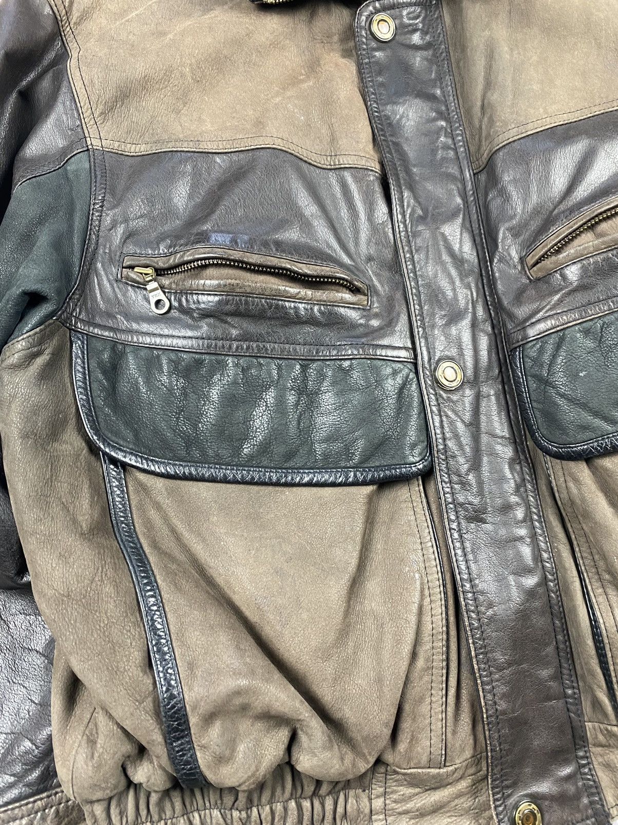 Genuine Leather Vintage Bomber Leather Jacket RIRI zip Avirex Schott 70-80s Size US M / EU 48-50 / 2 - 4 Thumbnail