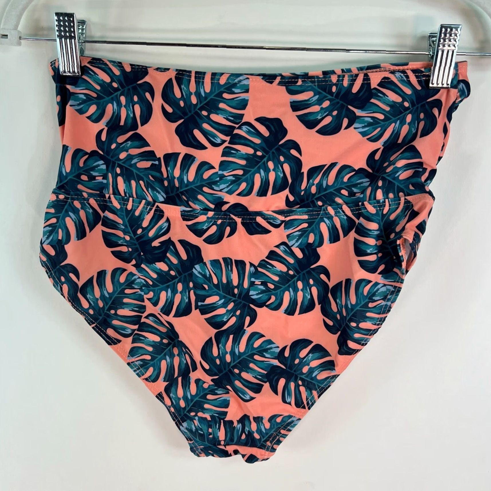 Vintage Cocoship Bikini Bottom Womens M Pink Floral High Waist Stretch Lined Elastic Size 32" / US 10 / IT 46 - 2 Thumbnail