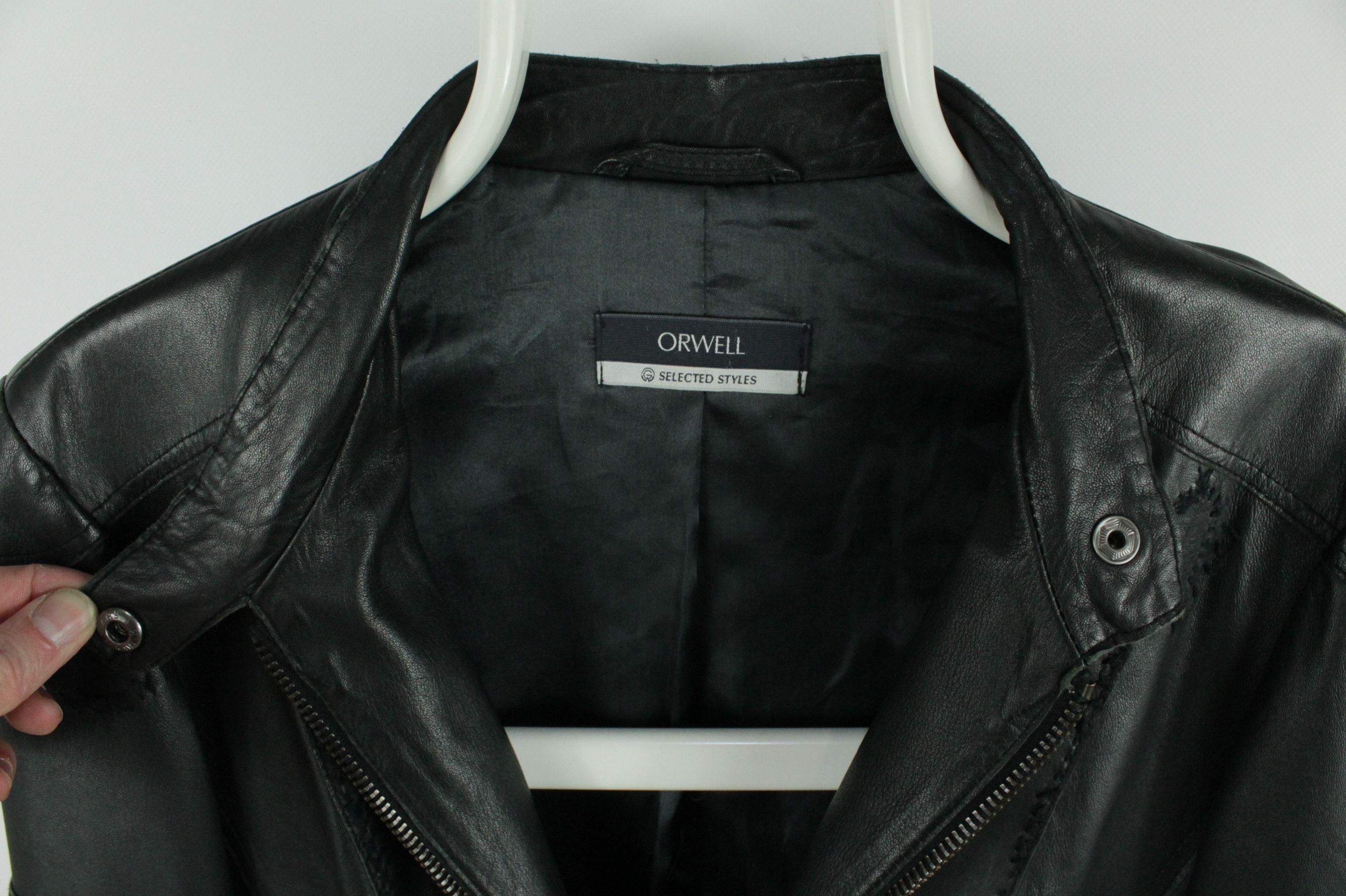 Designer Orwell Repair Black Leather Jacket WMNS Size XL / US 12-14 / IT 48-50 - 3 Thumbnail