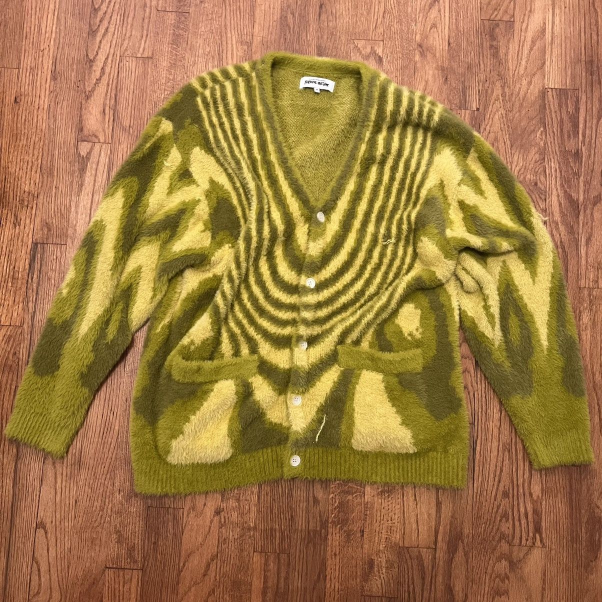 Fucking Awesome Fucking Awesome Moss Green Acid Mohair Cardigan Size US M / EU 48-50 / 2 - 1 Thumbnail