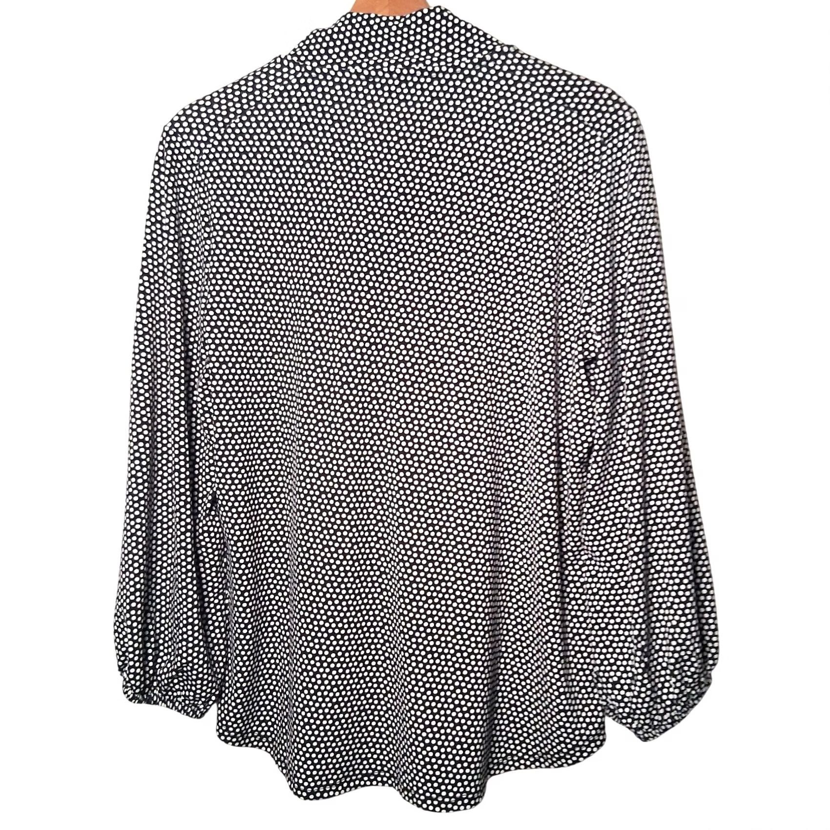 Adrianna Papell Adrianna Papell Blouse L Black Polka Dot Tie Neck Stretch Long Sleeve Woman Regular Size XS? (Note: This line contains non-original info.) Size L / US 10 / IT 46 - 3 Thumbnail