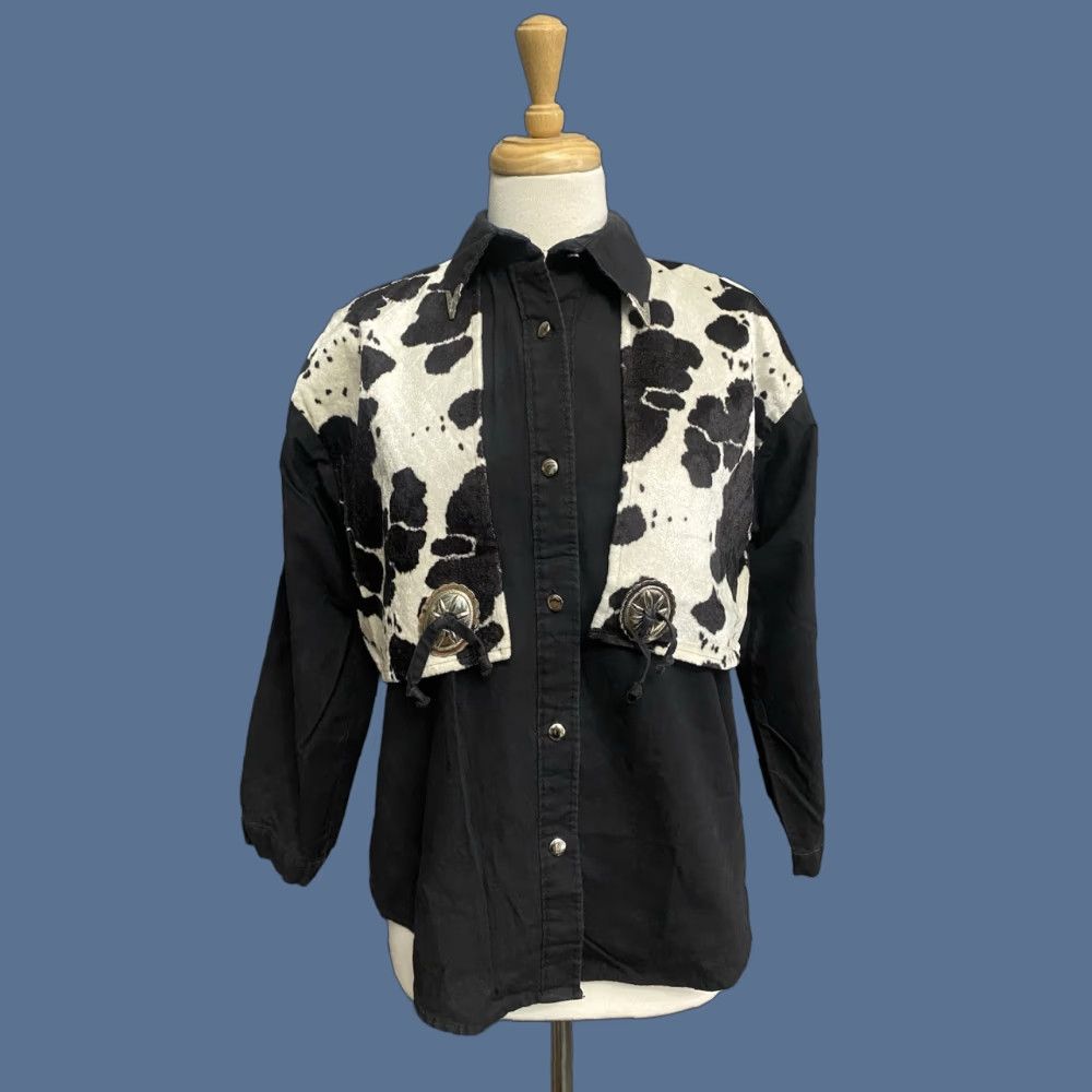 Vintage VINTAGE Sas’sa Western Shirt Womens Black Embellished Button Up 1980s Size M Size M / US 6-8 / IT 42-44 - 1 Thumbnail