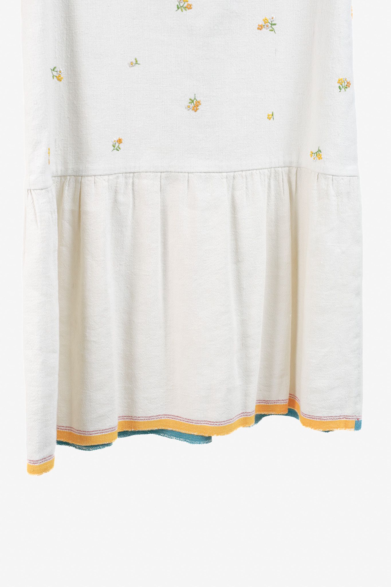 Other Peró Cream Cotton Canvas Floral-Embroidered Drop-Waist Dress Size M / US 6-8 / IT 42-44 - 7 Thumbnail