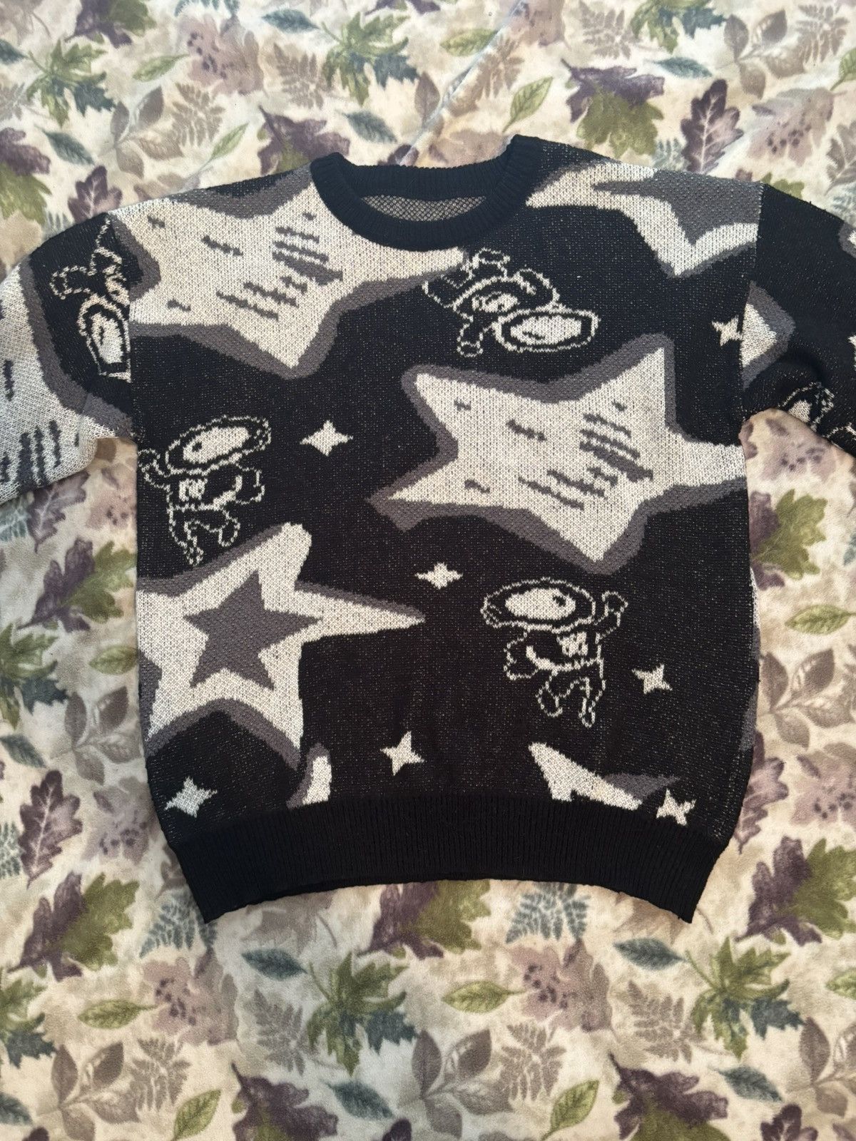 Other Y2K Space Graphic Sweater – Black/Grey/White Knit Streetwear Size US L / EU 52-54 / 3 - 4 Thumbnail