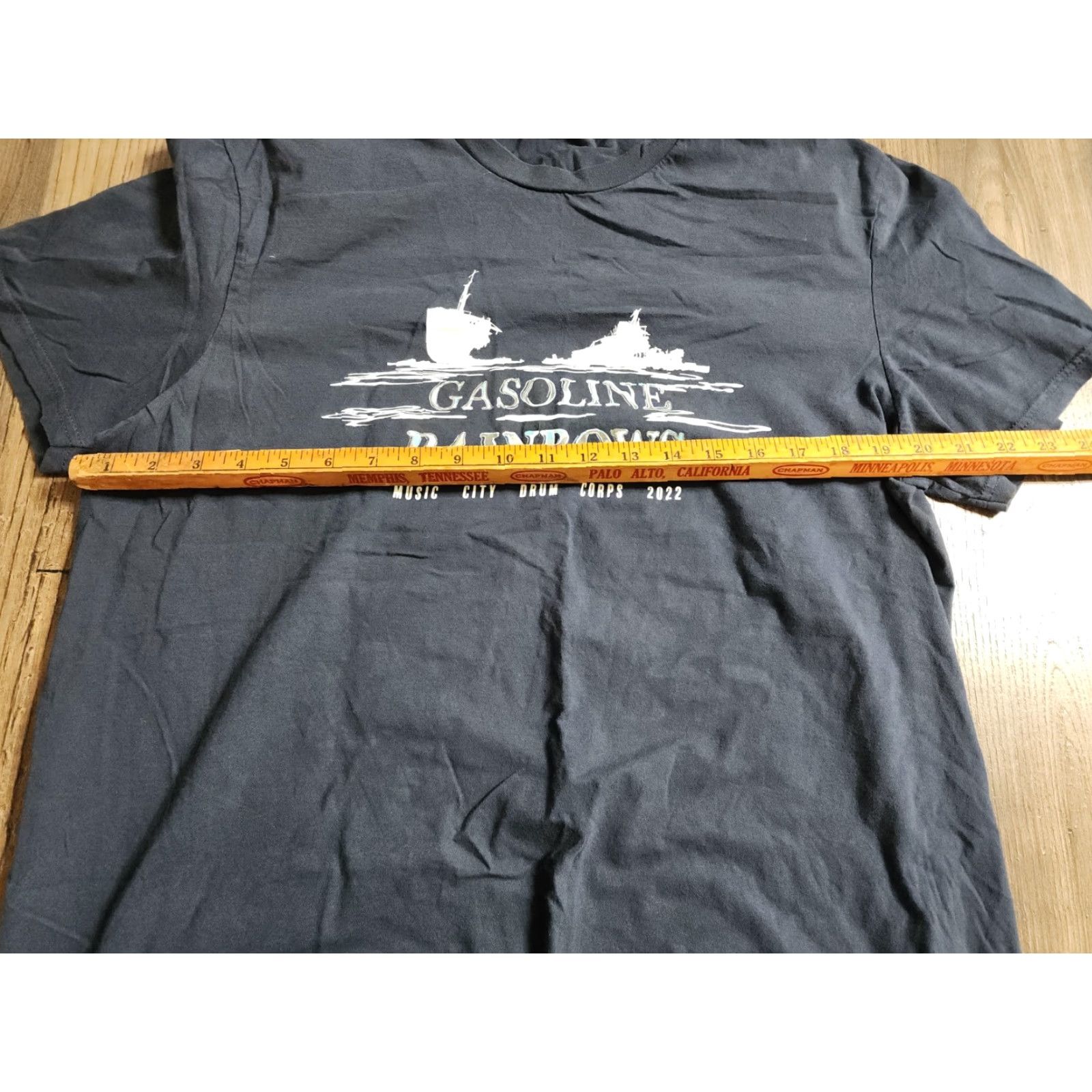 Vintage District Mens XL Shirt Gasoline Rainbows Music City Drum Corps 2022 Tour Double Sided Blue Size US XL / EU 56 / 4 - 3 Thumbnail