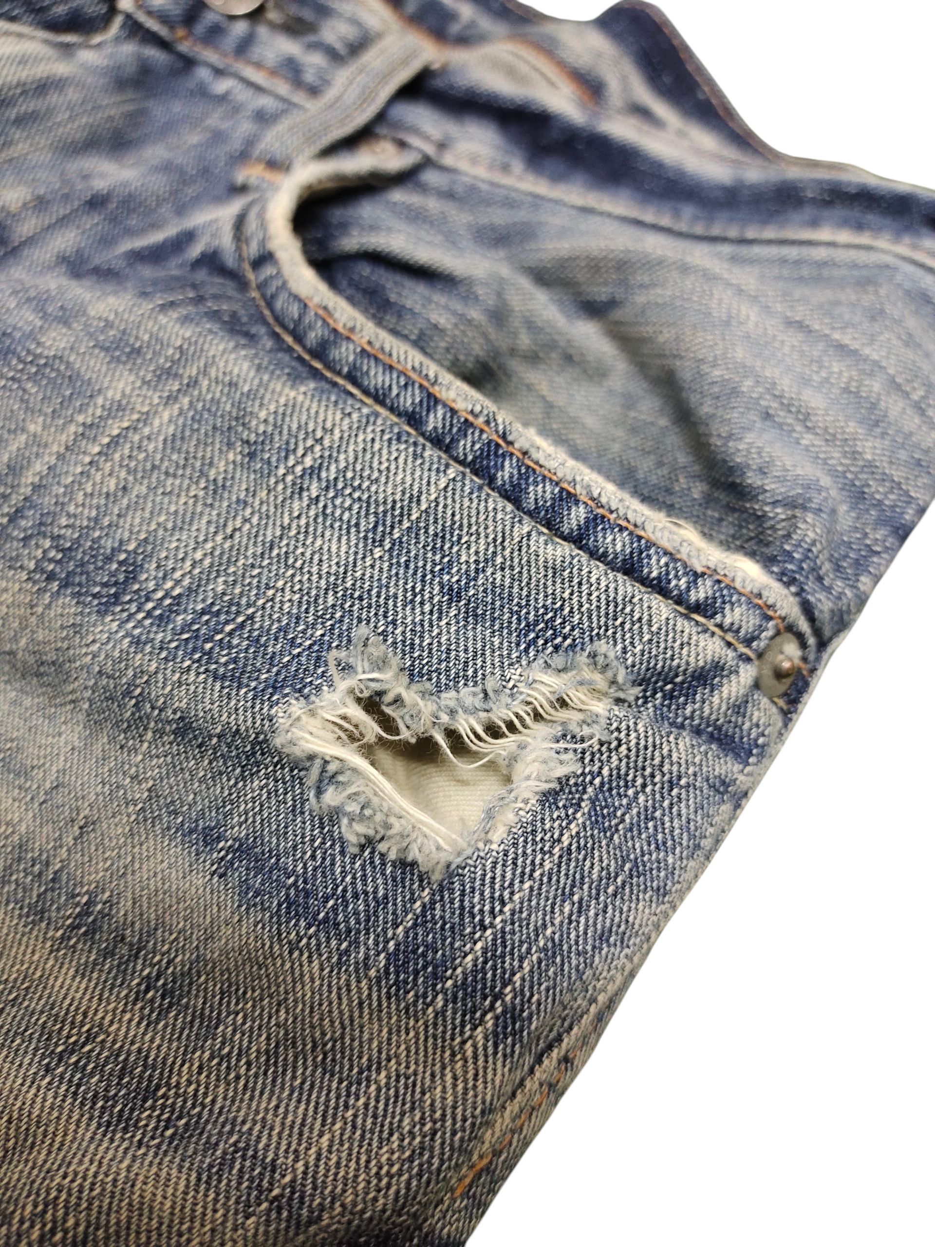 Kapital Vintage 90s Edwin Boro Patchwork Clawmark Distress Jeans Size US 30 / EU 46 - 13 Thumbnail
