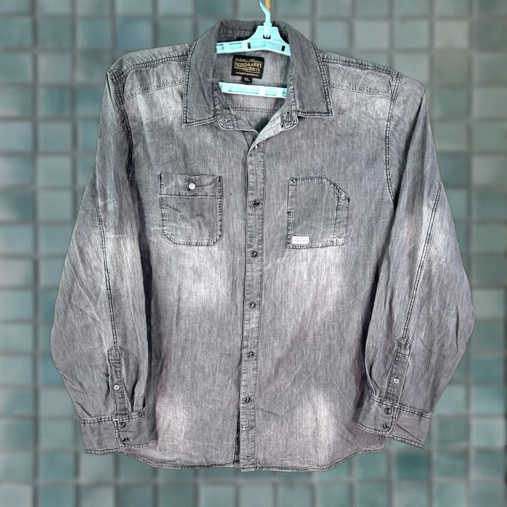 Vintage VINTAGE Third Army LA Shirt Mens XL Gray Pockets Laundered Shirt 90s Mens Clothing Button-Up Size US XL / EU 56 / 4 - 1 Thumbnail