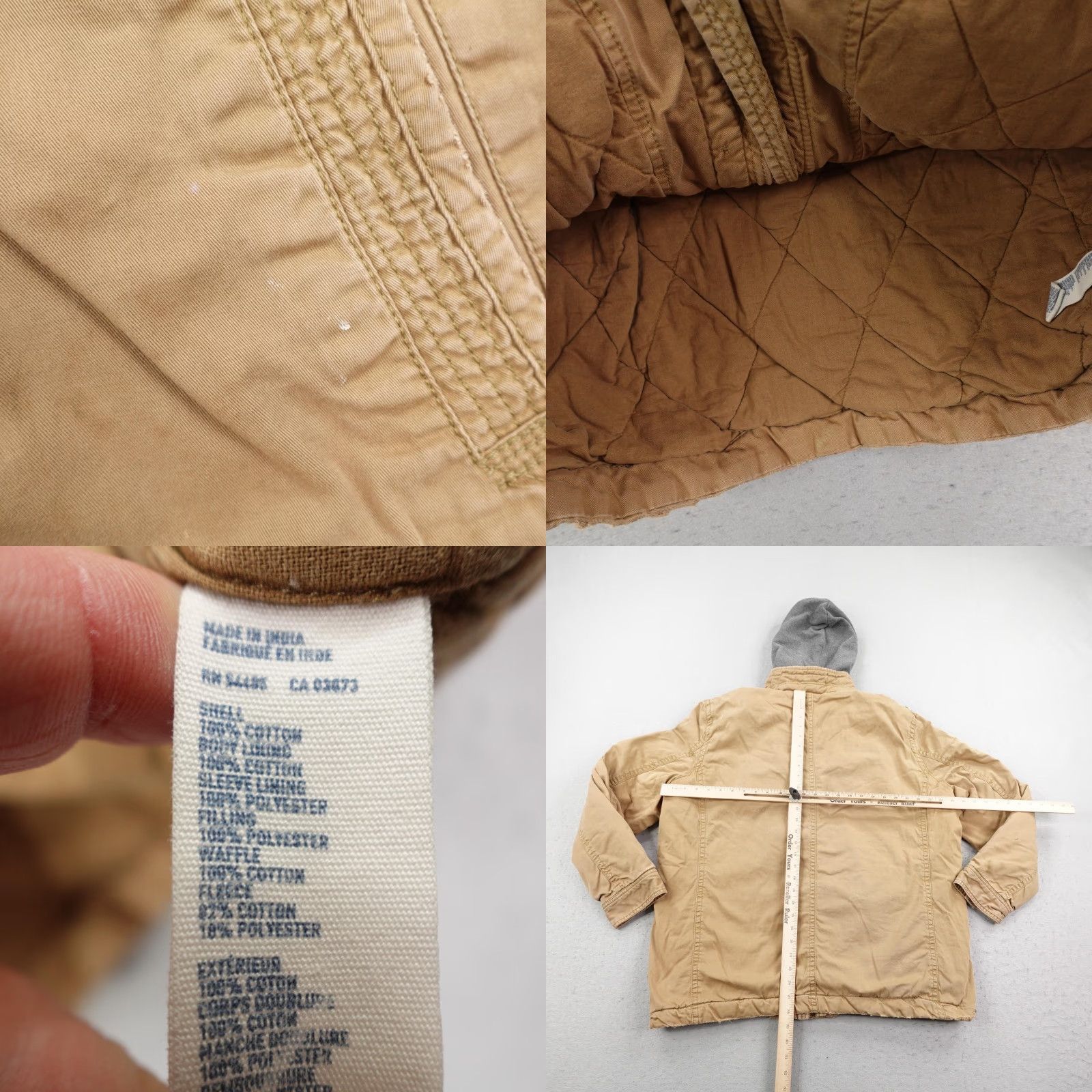 American Eagle Outfitters VINTAGE American Eagle Jacket Mens Quilted Field Utility Barn Coat 2XL Khaki Beige Hooded Full Zip Lined Insulated Pockets Autumn Winter Y2K Mens Size US XXL / EU 58 / 5 - 8 Thumbnail