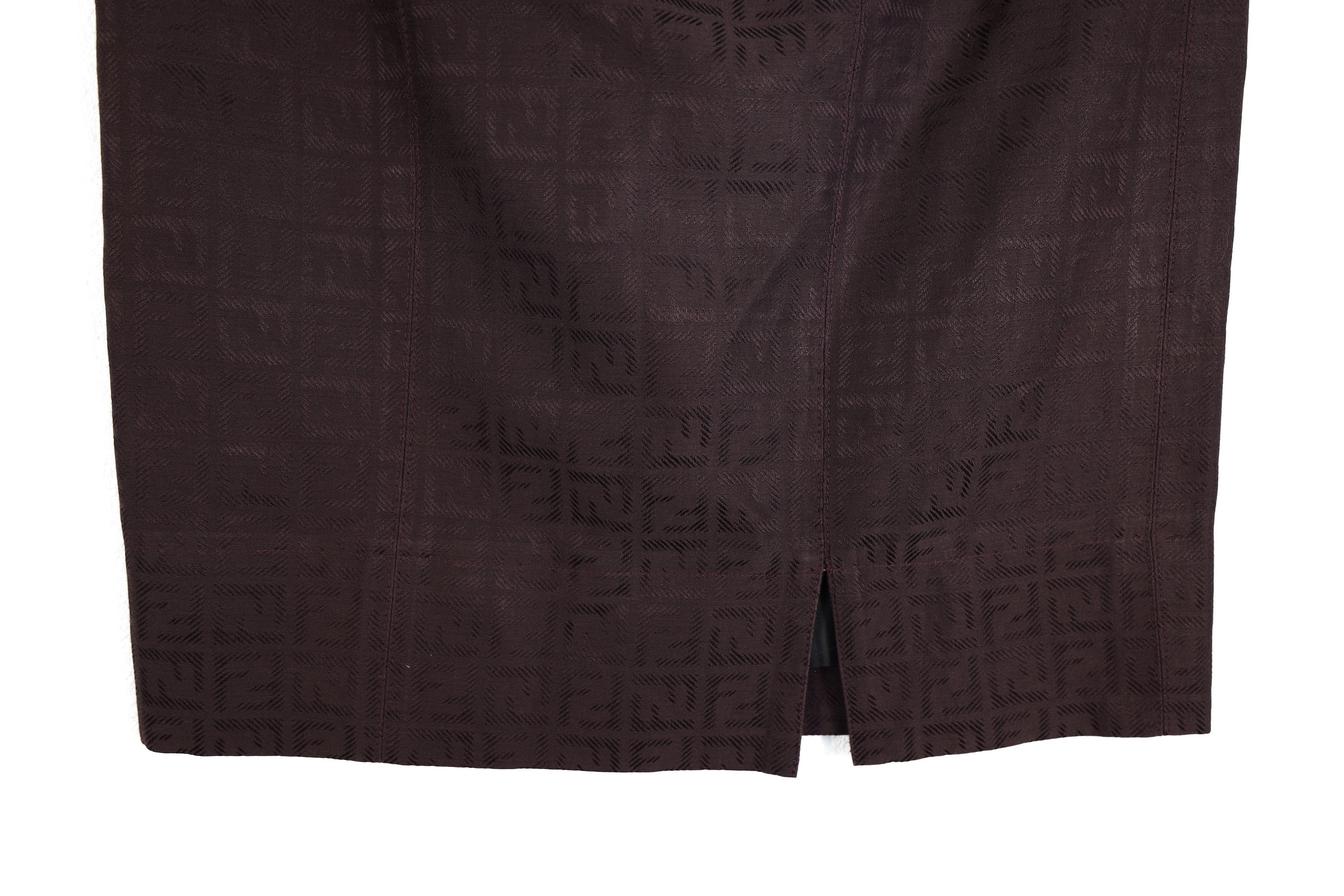 Fendi Fendi Dark Purple Monogram Zucca Logo Zip Midi Skirt Size 28" / US 6 / IT 42 - 7 Thumbnail