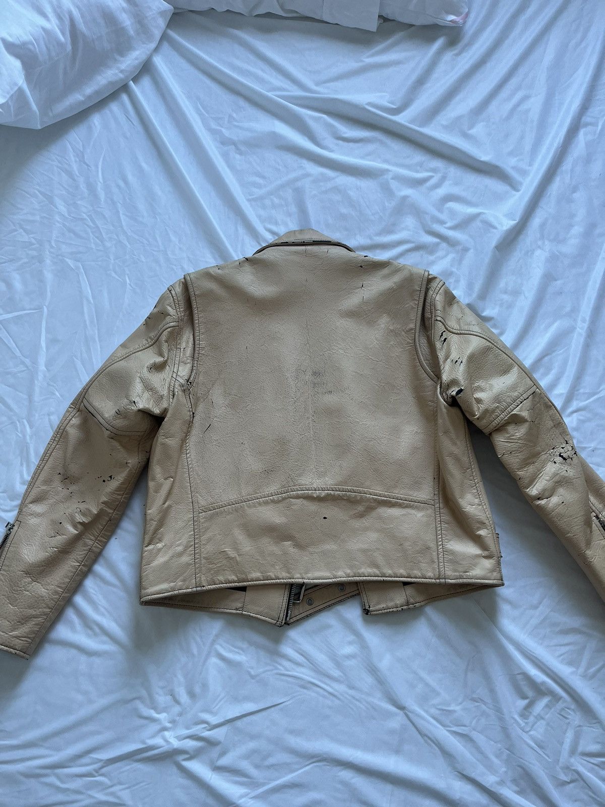 Enfants Riches Deprimes Enfants Riches Deprimes Cream Painted Leather Jacket Size US M / EU 48-50 / 2 - 3 Thumbnail