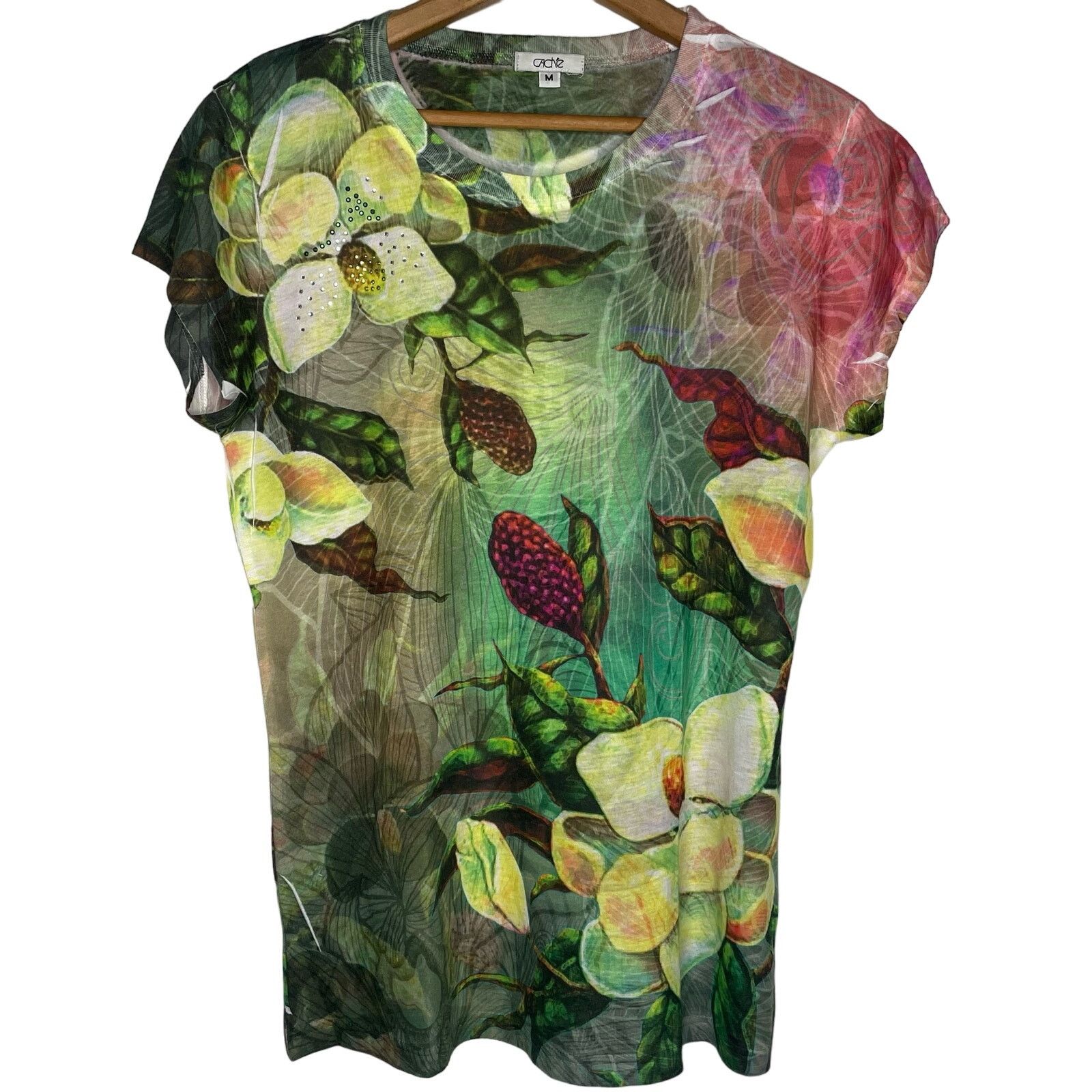Other Cache Rhinestone Flower Shirt Size M / US 6-8 / IT 42-44 - 1 Thumbnail