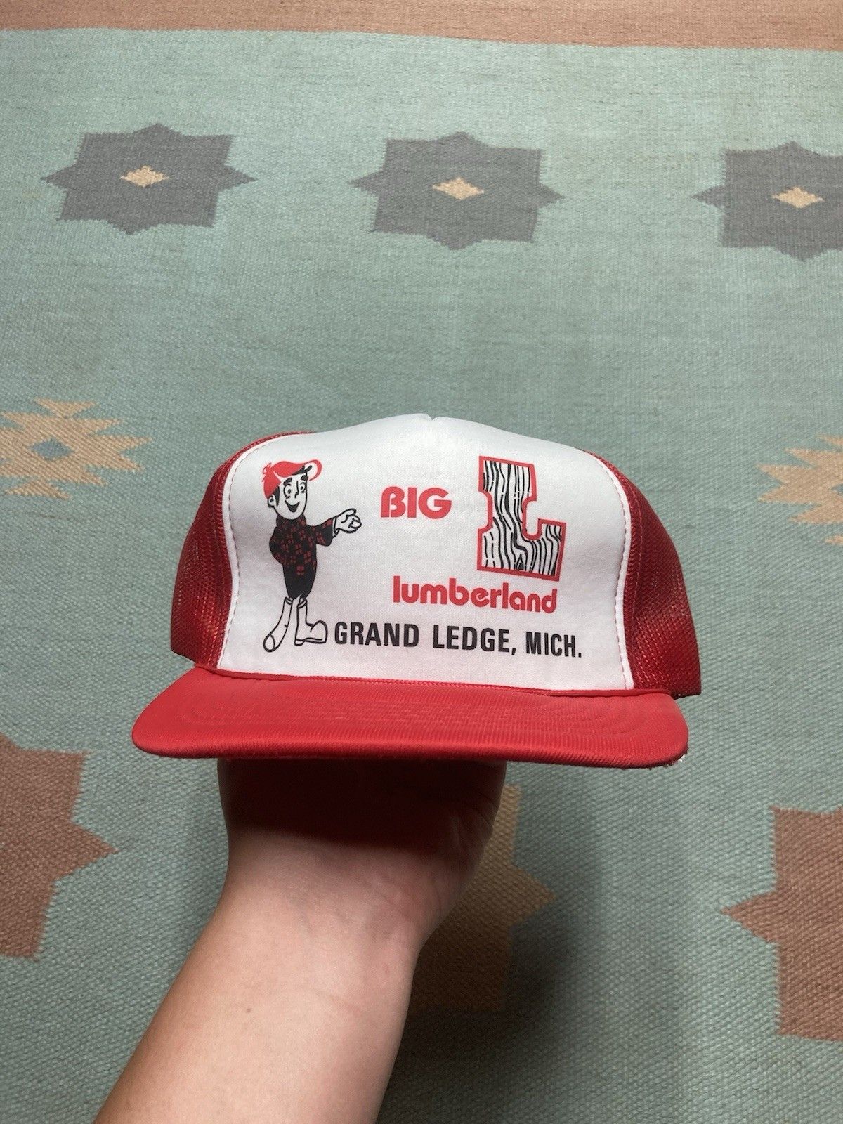 Vintage Vtg trucker hat Big L Lumberland grand ledge Michigan wood Size ONE SIZE - 2 Thumbnail