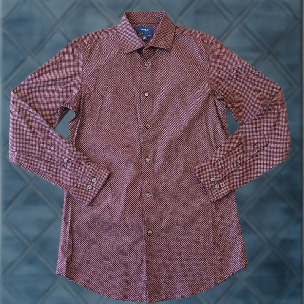 Apt. 9 Apt. 9 Shirt Mens Slim Purple Geometric Long Sleeve Button Up Dress Shirt 14.5 Regular Mens Size US M / EU 48-50 / 2 - 1 Thumbnail