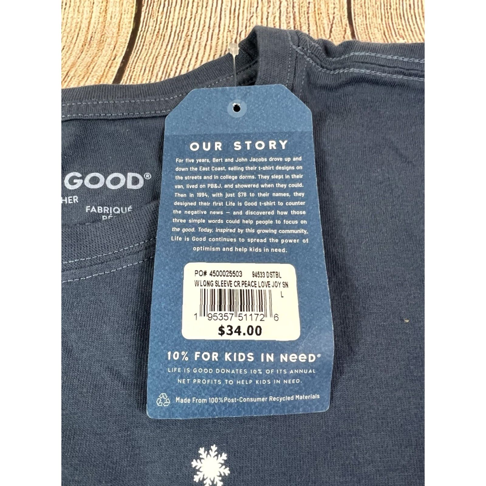 Life is Good NWT Life is Good Shirt Peace Love Joy Long Sleeve Crusher Women Large Blue Size L / US 10 / IT 46 - 6 Thumbnail