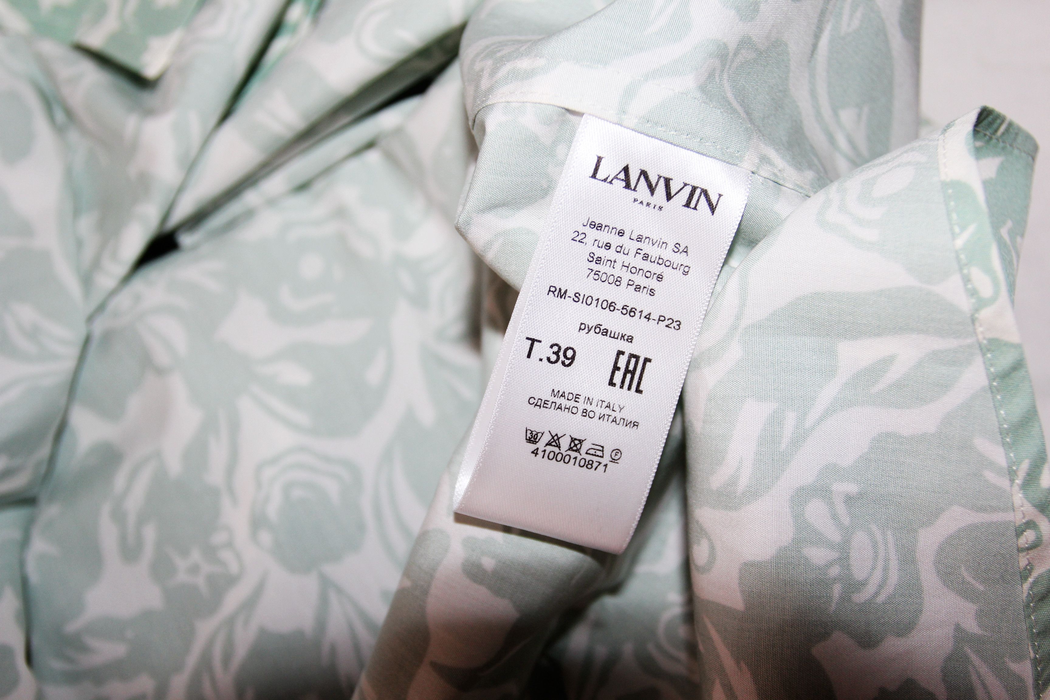 Lanvin BNWT SS23 LANVIN MINT FLOWERS SHORT SLEEVE SHIRT 39 Size US M / EU 48-50 / 2 - 9 Thumbnail