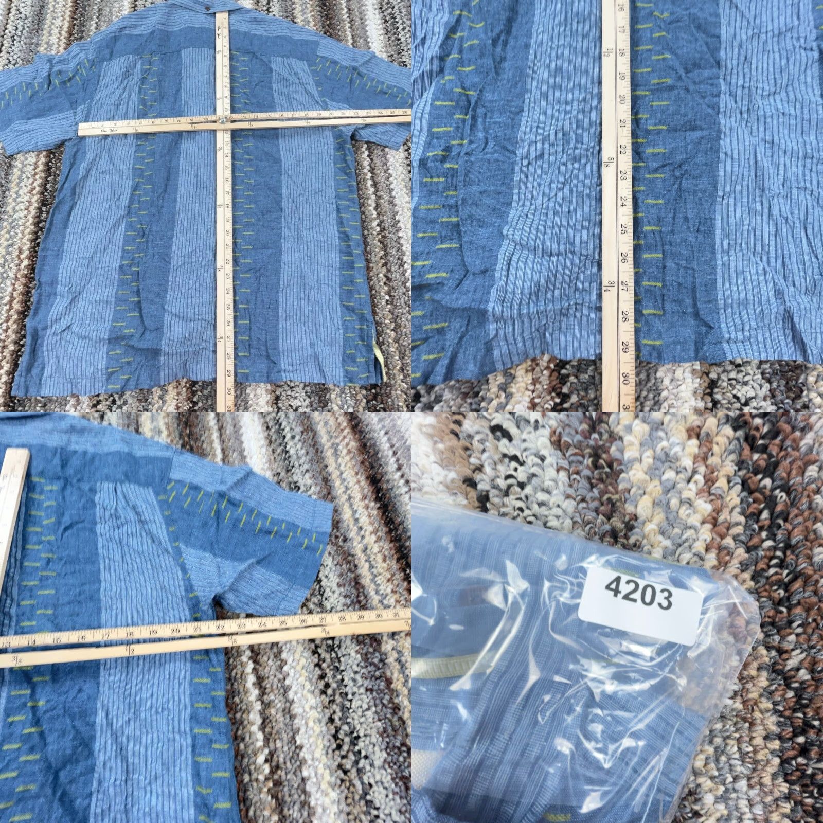 Tommy Bahama VINTAGE Tommy Bahama Shirt Men Large Blue Striped Linen Button-Up Casual Beachwear Summer Mens Size US L / EU 52-54 / 3 - 8 Thumbnail