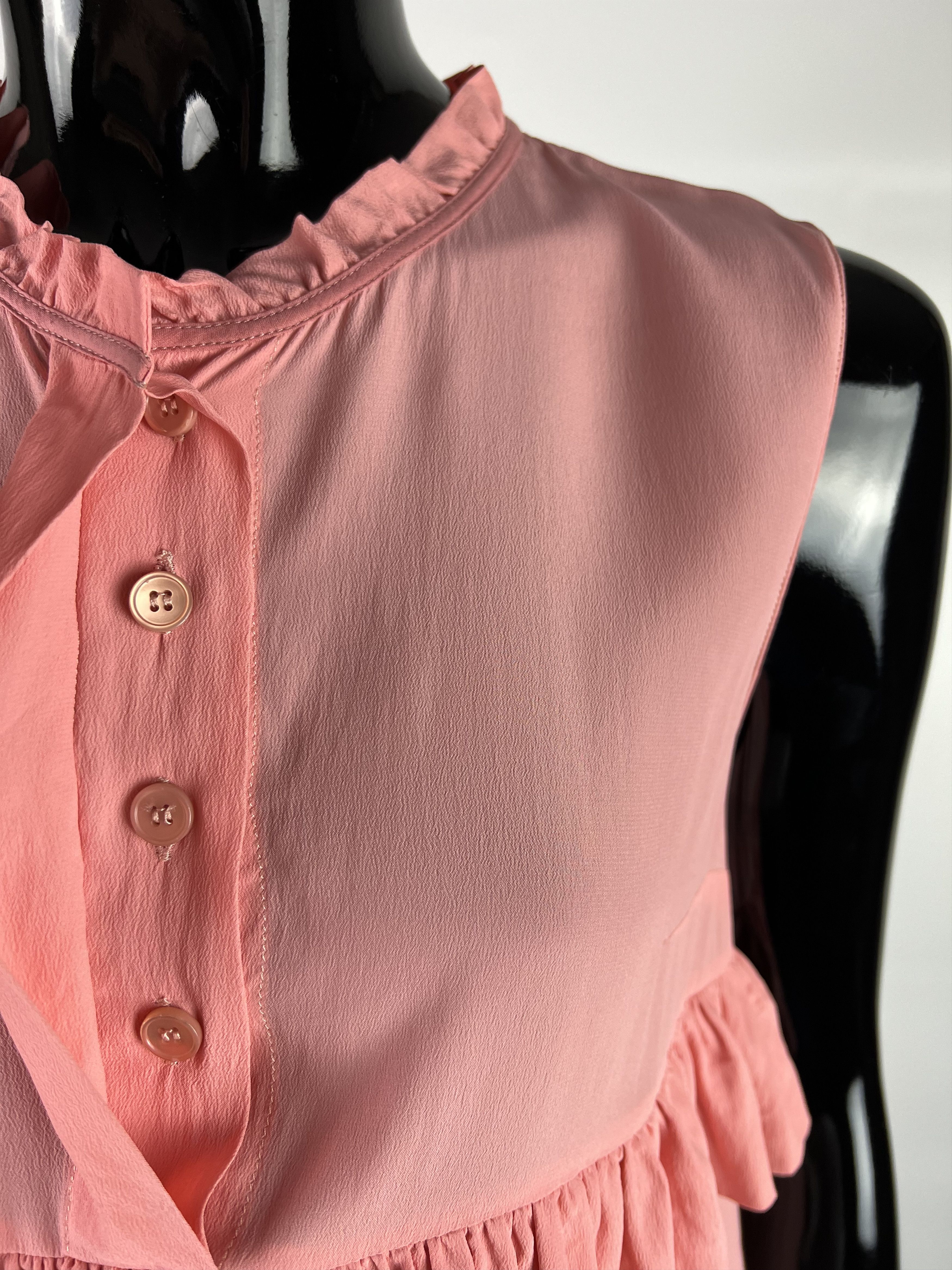 Marni Marni Pink Ruffled Silk Button Sleeveless Dress Size 40 Size S / US 4 / IT 40 - 10 Thumbnail