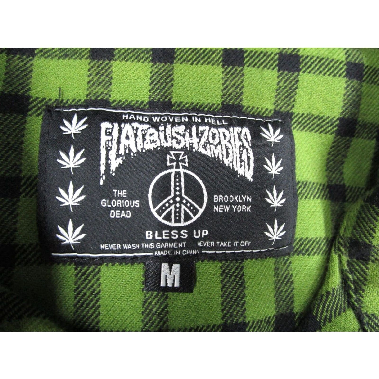 Vintage Flatbush Zombies Shirt Mens Medium Green Check Flannel Button Up Long Sleeve Size US M / EU 48-50 / 2 - 3 Thumbnail