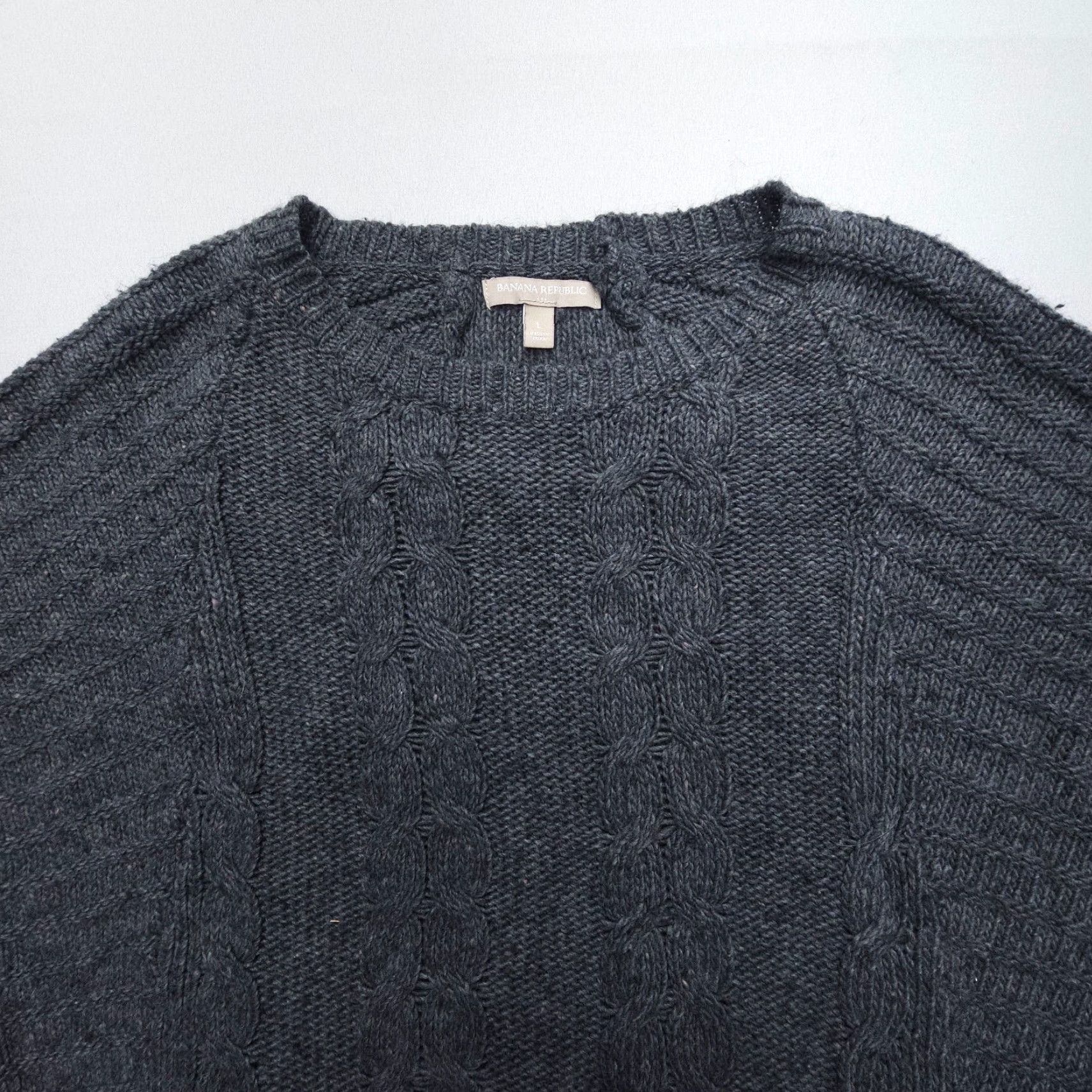 Banana Republic Banana Republic Sweater Womens Large Gray Oversized Cable Knit Wool Blend Knit Size L / US 10 / IT 46 - 3 Thumbnail