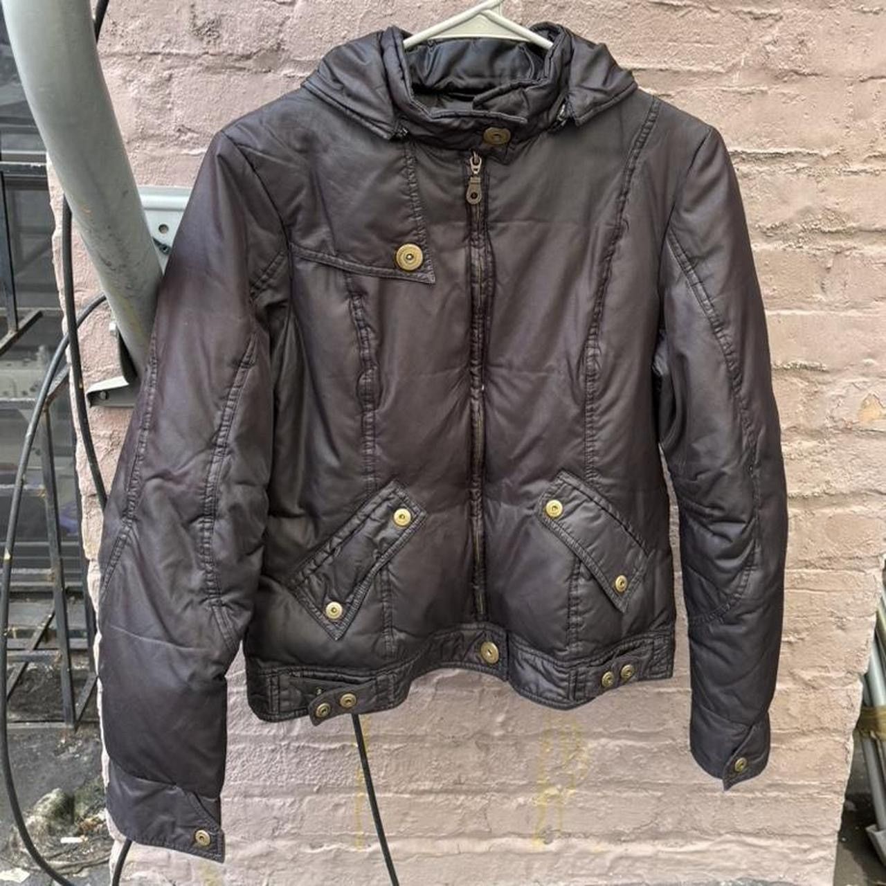 Other Y2K Black Moto Biker Detachable Zip Hood Puffer Jacket Size L / US 10 / IT 46 - 1 Thumbnail