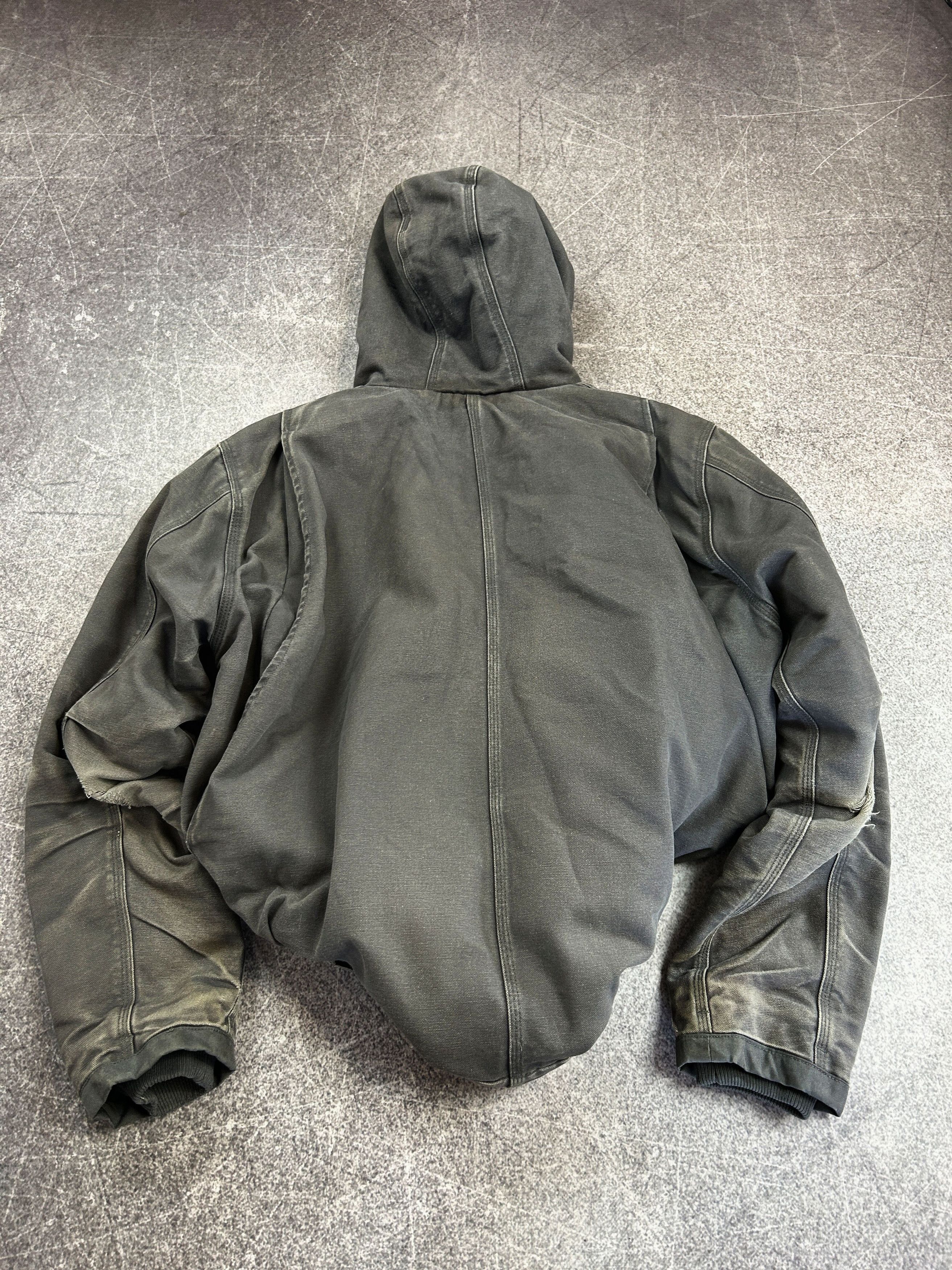 Carhartt Carhartt Hooded Duck Canvas Work Jacket Faded Distressed Size US L / EU 52-54 / 3 - 8 Thumbnail