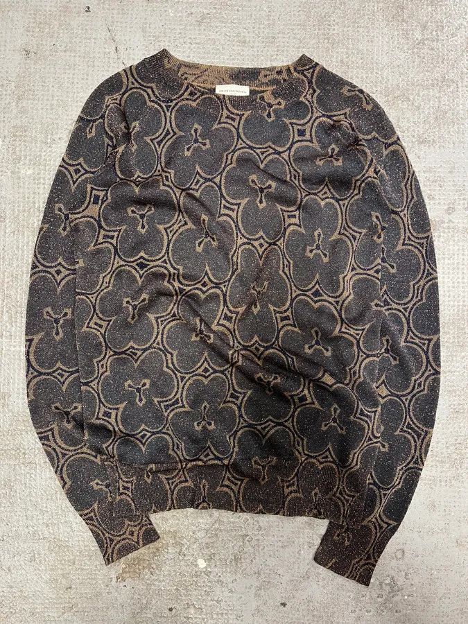 Dries Van Noten × Vintage Dries Van Noten Navy Flowers Sweater Size XS / US 0-2 / IT 36-38 - 5 Thumbnail