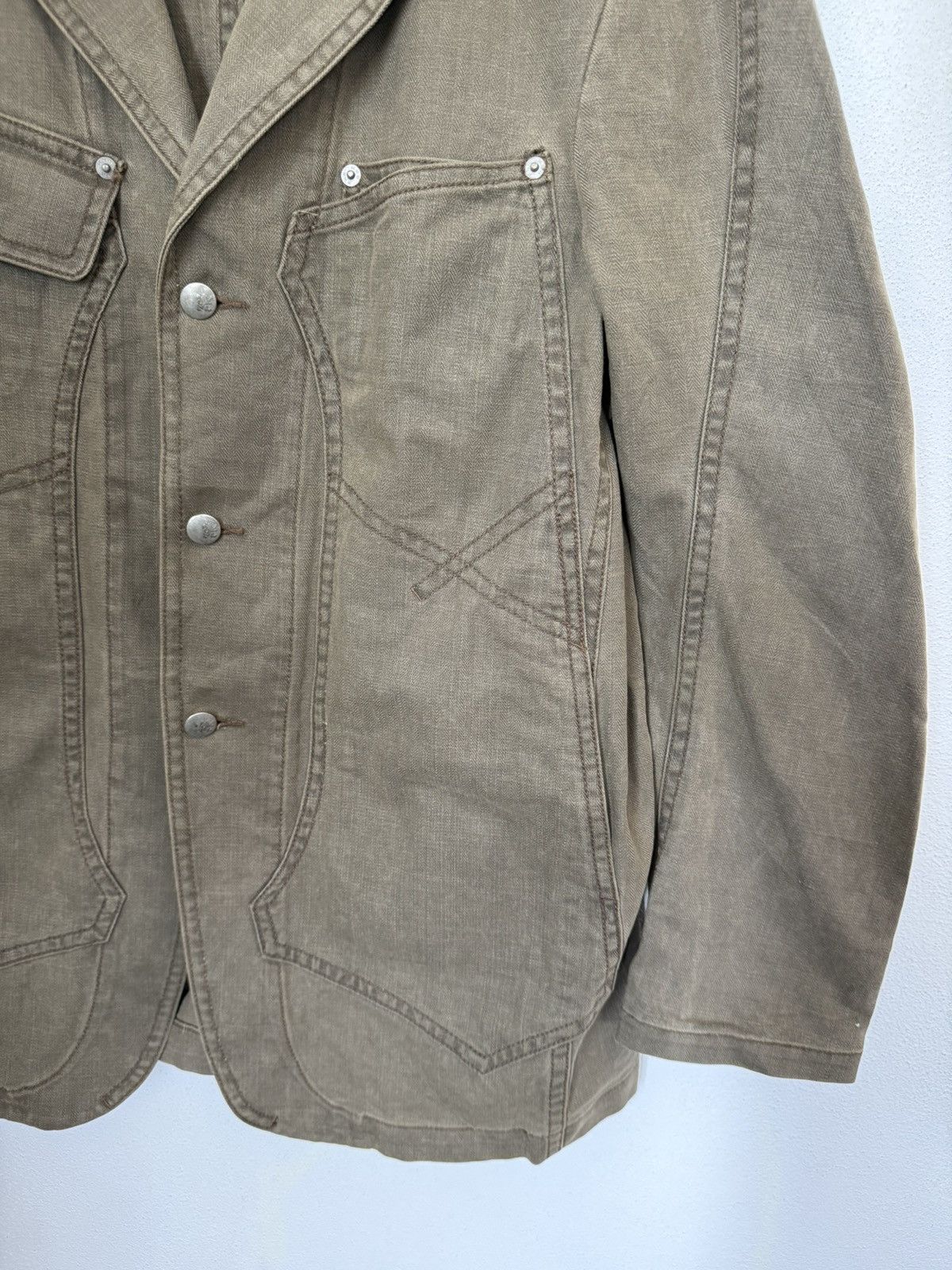 R.Newbold R.Newbold Casual Jacket Multi Design Pocket Herrigbone Size US XL / EU 56 / 4 - 3 Thumbnail