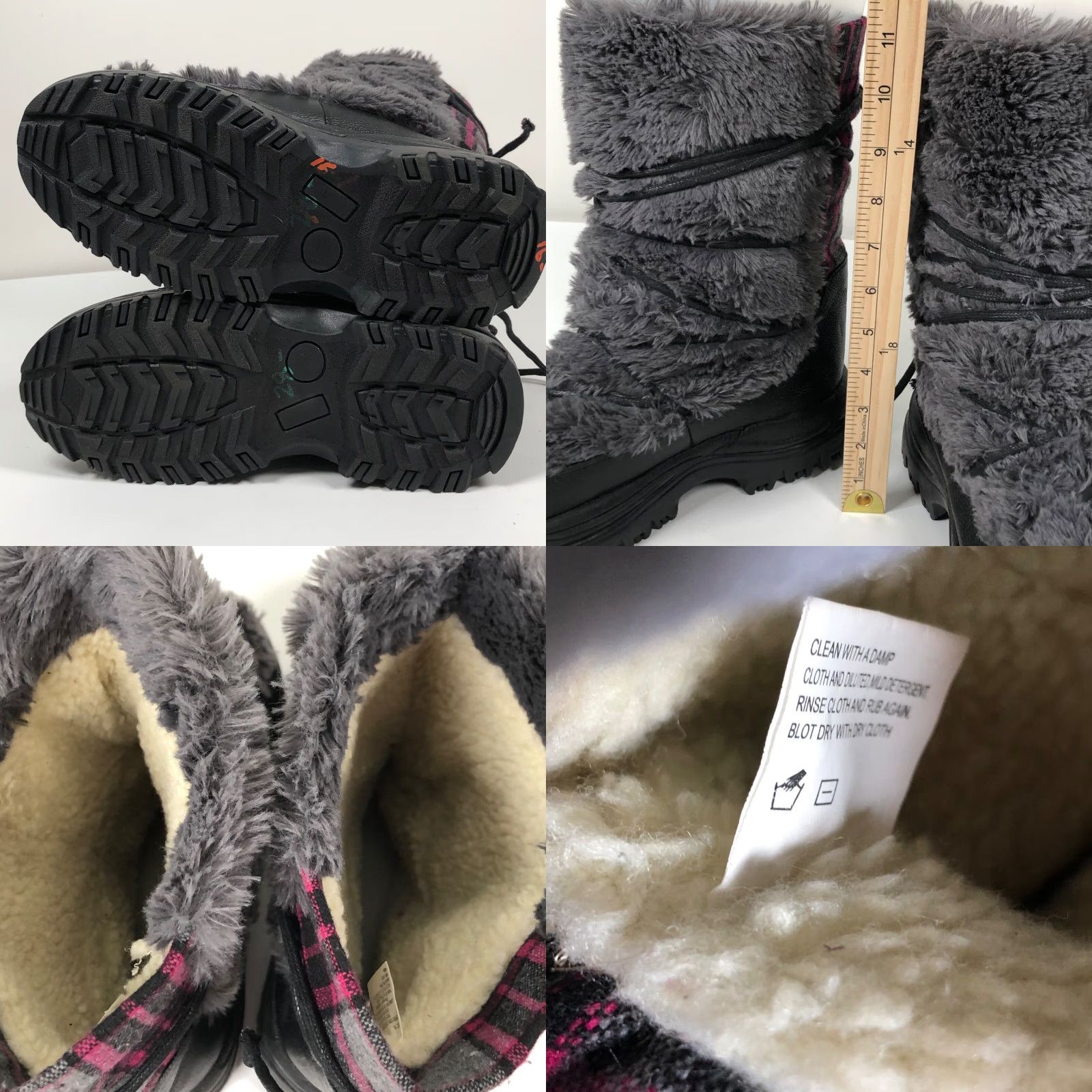 Vintage Muk Luks Womens Snow Boot Gray Plaid Fur Trim Fleece Lined Mid-Calf High Pile Faux Fur Flannel Lightweight Casual Winter 10 M Boots Mens? Size L / US 10 / IT 46 - 8 Thumbnail