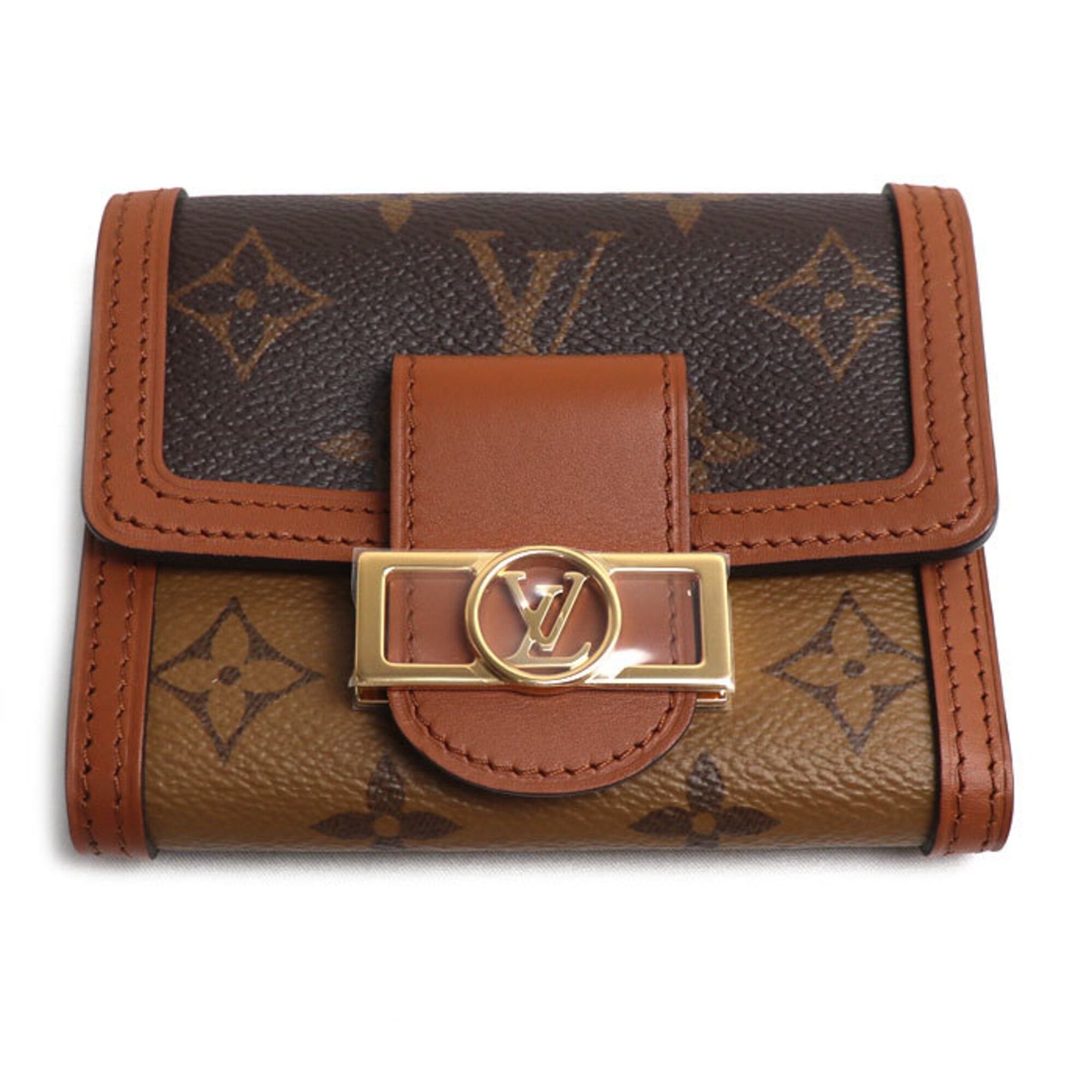 Louis Vuitton Louis Vuitton Portefeuille Dauphine Compact Tri-fold Wallet Monogram Reverse Brown M68725 IC Women's Size ONE SIZE - 1 Thumbnail