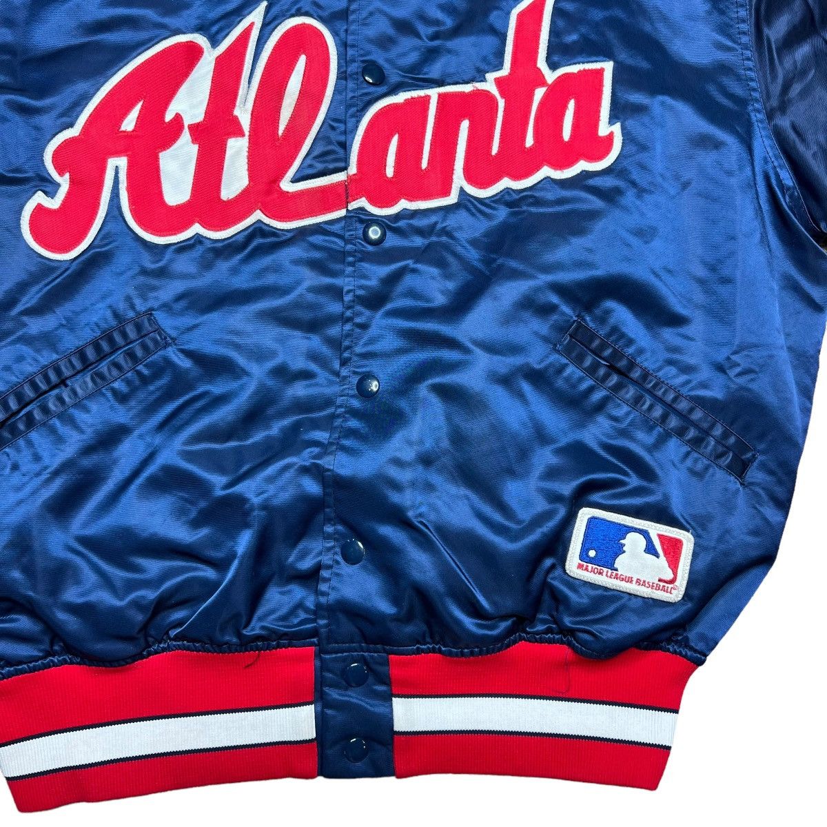 MLB × Vintage Vintage 1980s MLB Atlanta Braves Satin Bomber Jacket Size US L / EU 52-54 / 3 - 10 Thumbnail