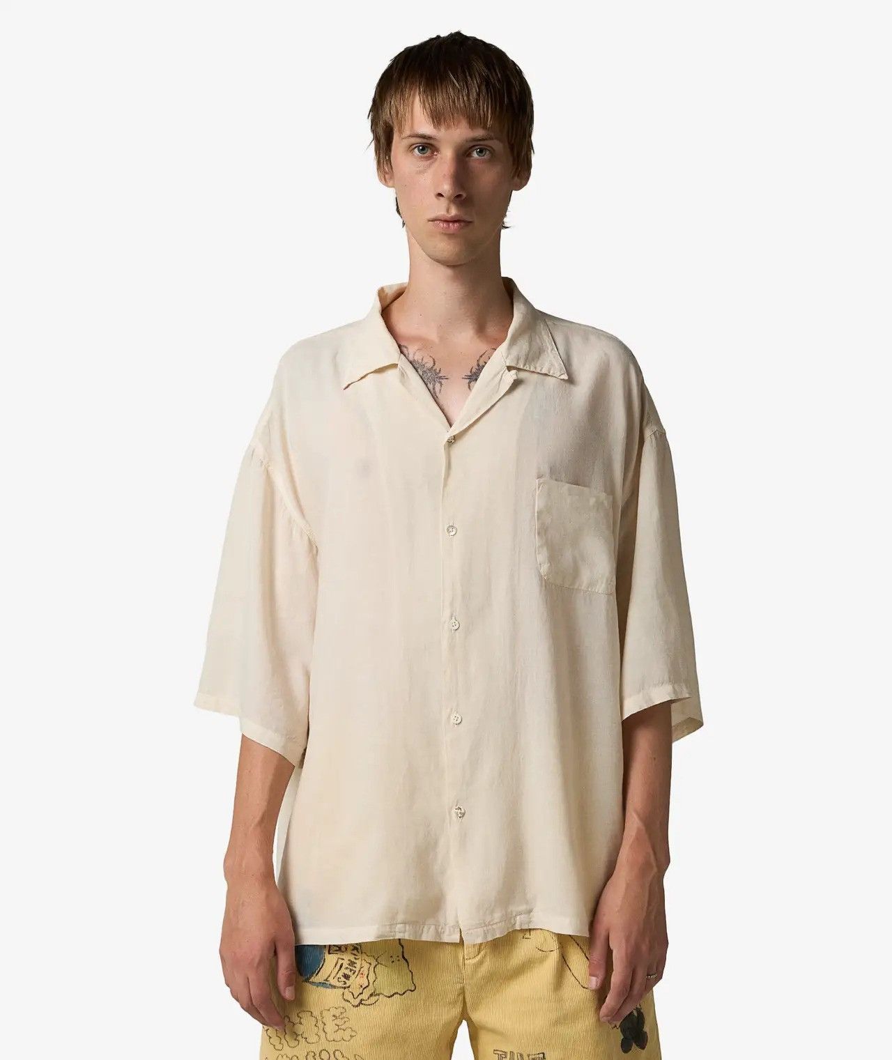 Kapital Kapital soft linen open collar big shirt beige Size US XL / EU 56 / 4 - 1 Thumbnail