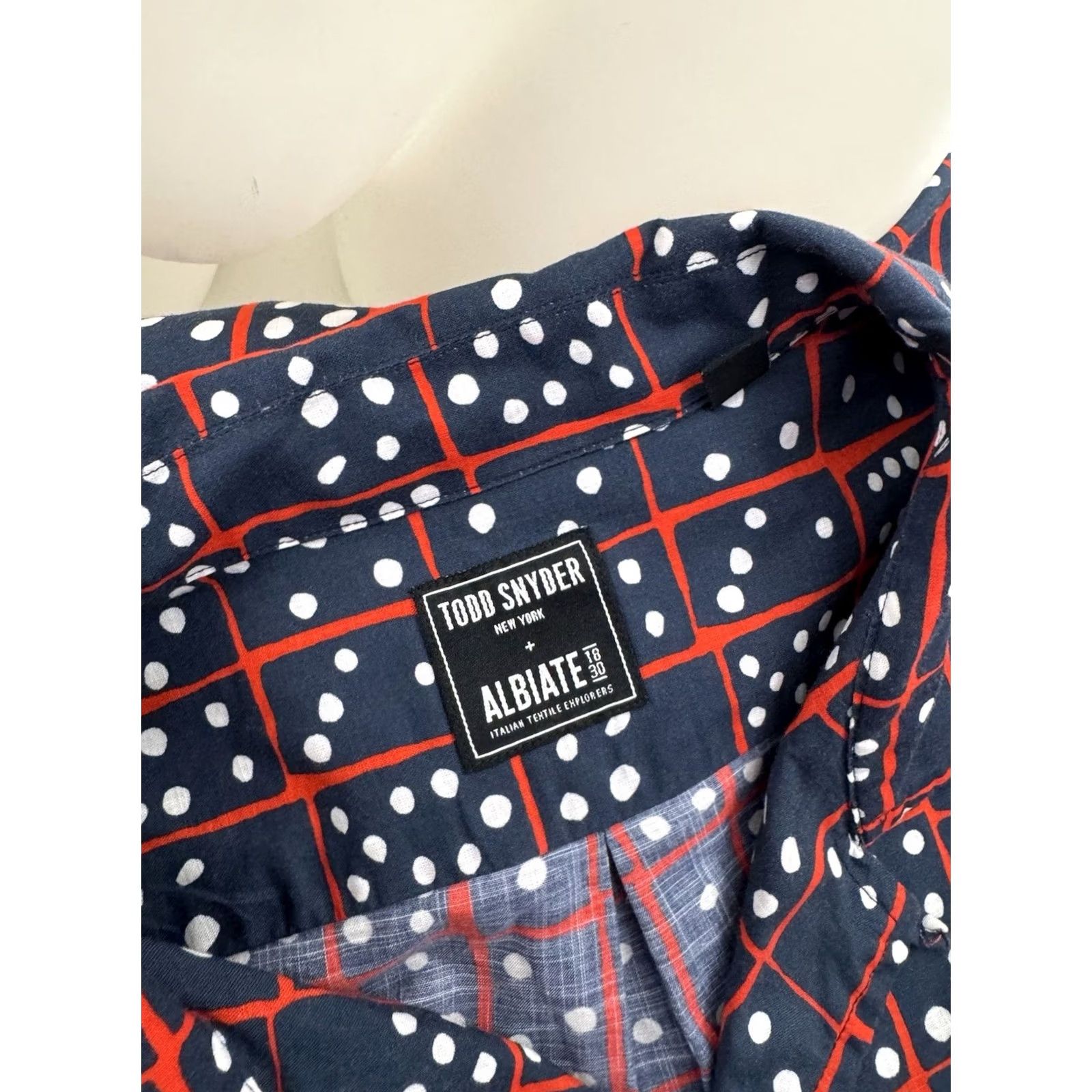 Todd Snyder TODD SNYDER / ALBIATE - DOMINO Print Loop Collar Mens L Shirt Size US L / EU 52-54 / 3 - 5 Thumbnail