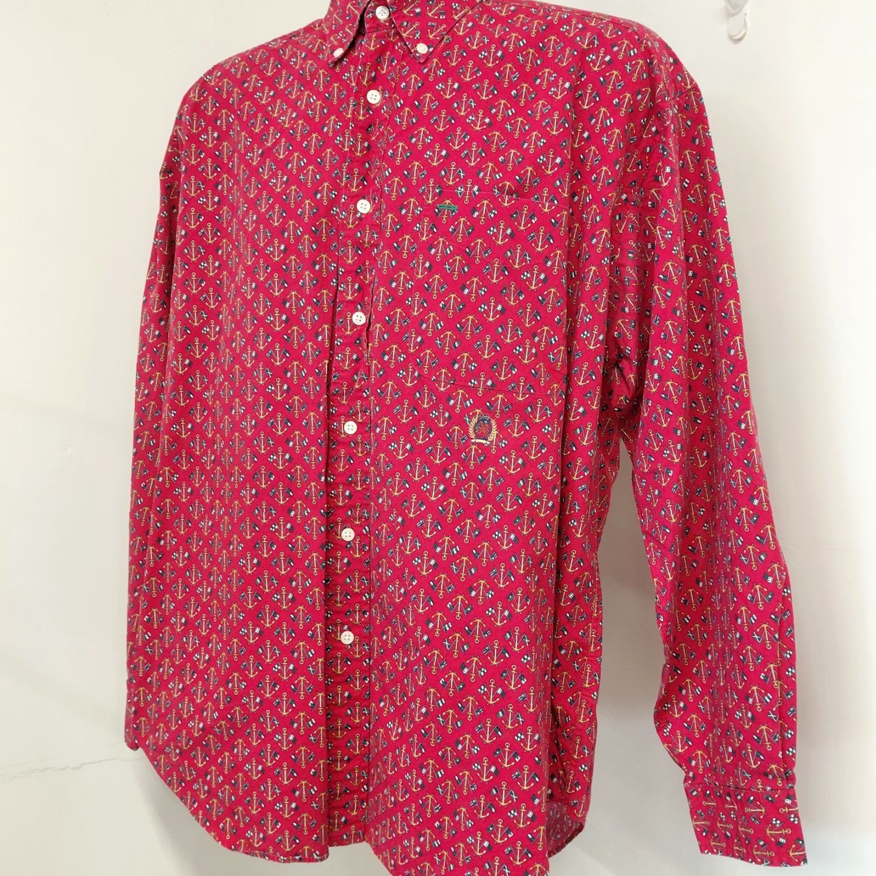 Tommy Hilfiger Tommy Hilfiger Logo Shirt Men L Red Preppy All Over Print Nautical Yacht Flags Button-Up Collared Pocket Size US L / EU 52-54 / 3 - 3 Thumbnail