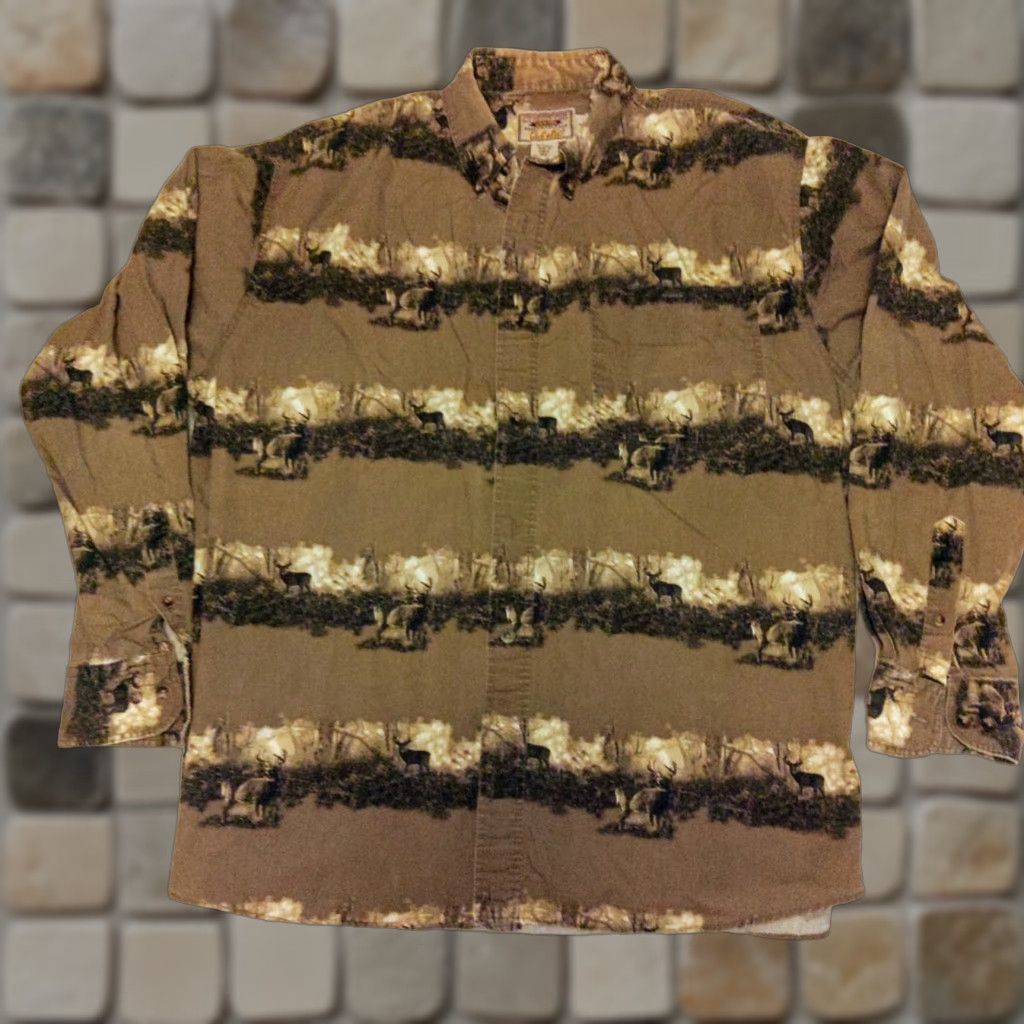 Vintage Cabela's Shirt Mens L Deer Print Camo Outdoor Hunting Button Fishing Long Sleeve Size US L / EU 52-54 / 3 - 1 Thumbnail