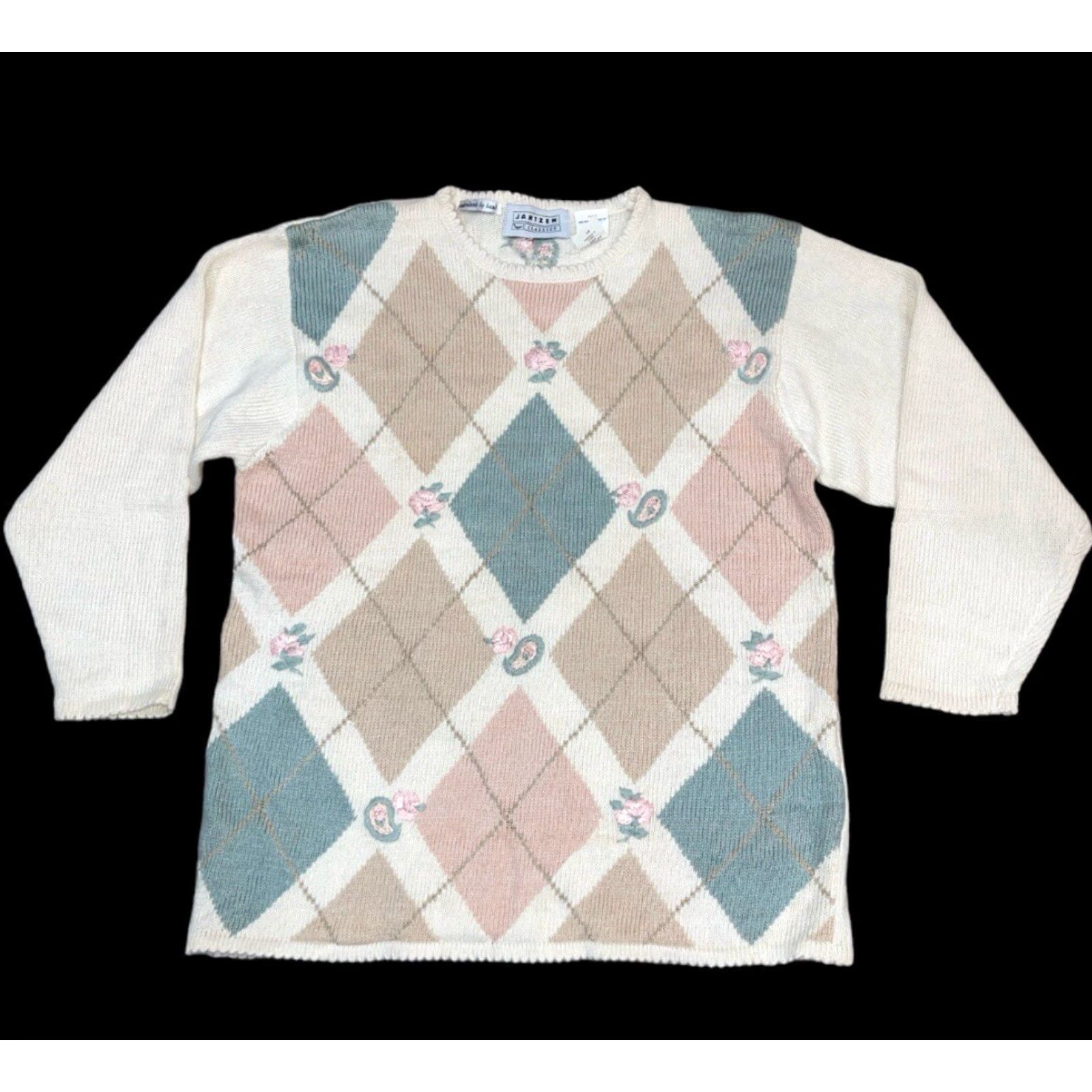 Jantzen VTG Hand Embroidered Jantzen Classics Floral Sweater Cottage Granny Core Sz L Size L / US 10 / IT 46 - 2 Thumbnail