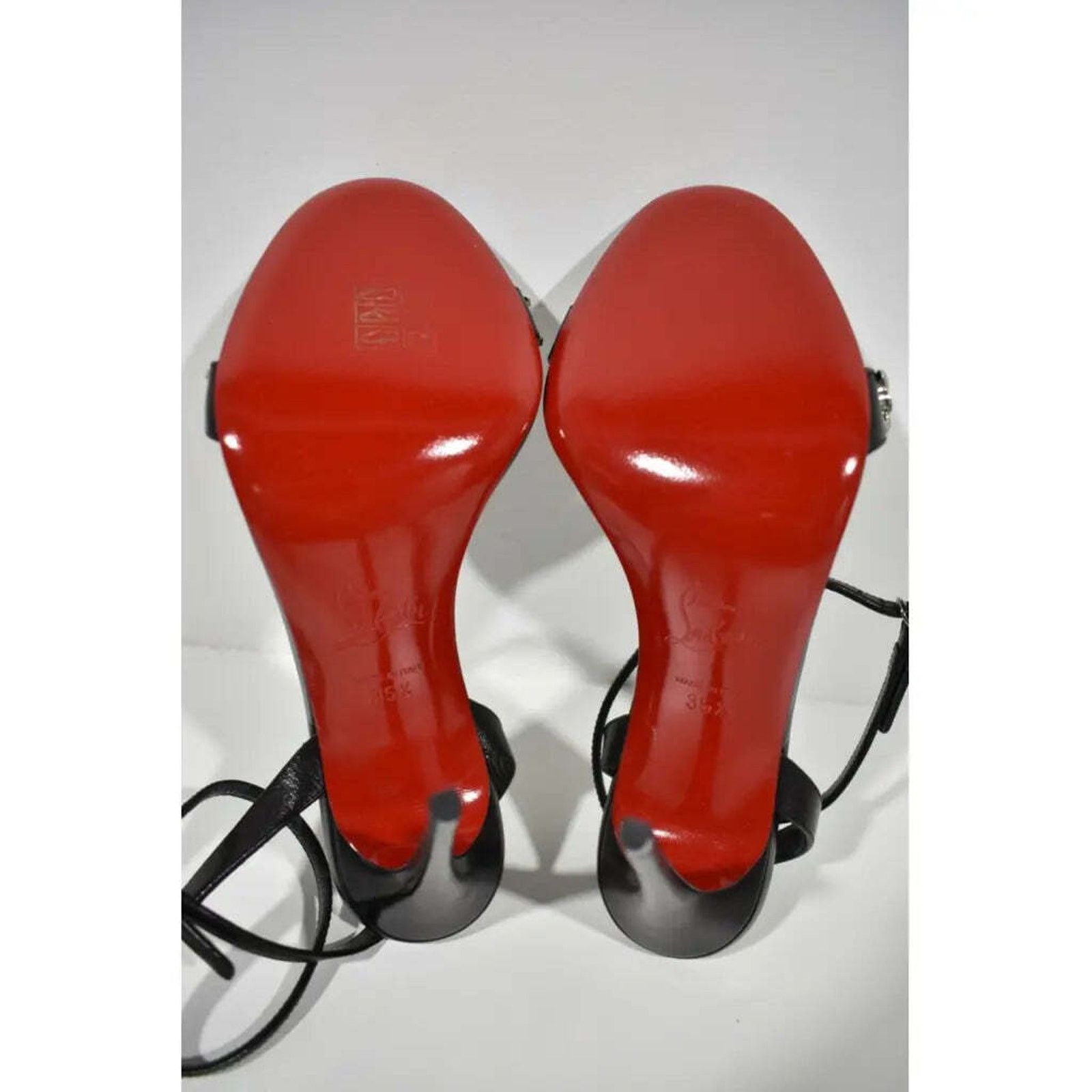 Christian Louboutin Loubigirl Chain 100 Black Ankle Strap Sandal Heel Pump 35.5 Size US 5.5 / IT 35.5 - 12 Thumbnail