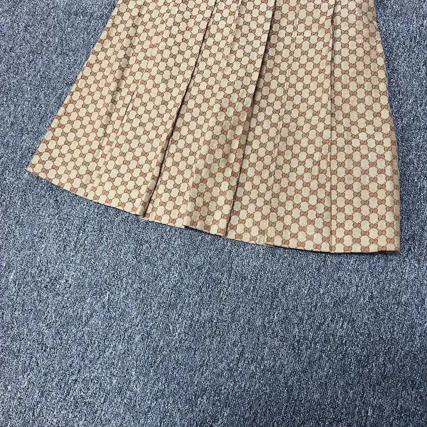 Gucci Gucci GG Monogram Leather Panel Belted Skirt 42 New W/Tags Size 28" / US 6 / IT 42 - 5 Thumbnail