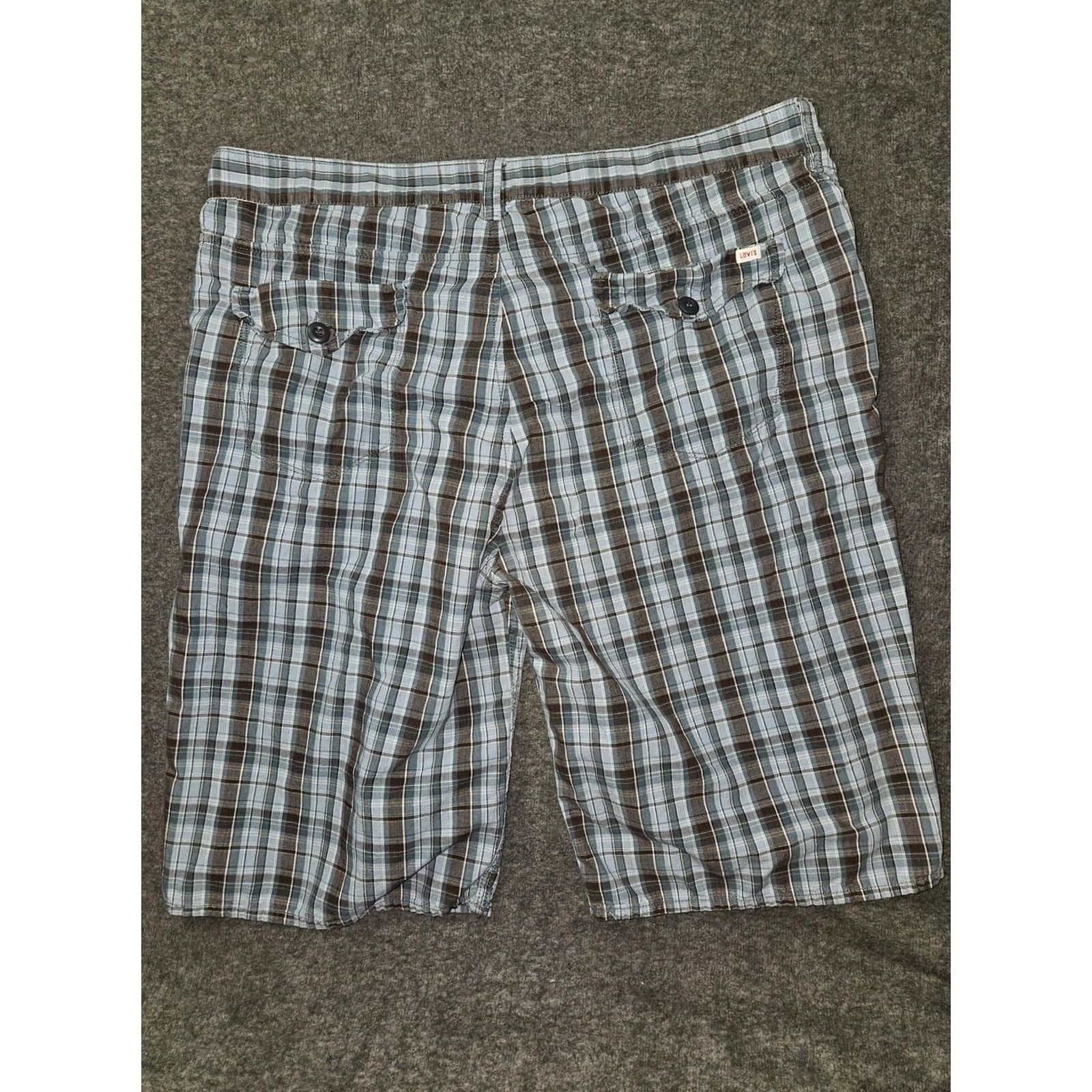 Levi's Levis Shorts Mens W42 Blue Brown Shoreline Plaid Cotton Casual Summer Pockets Size US 42 / EU 58 - 6 Thumbnail