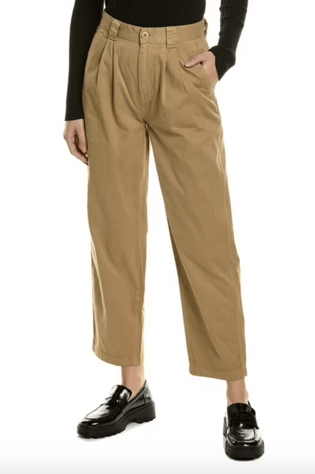 Jones New York Vtg Jones New York Petite Khaki Pleated Straight Leg Pants Size 24" / US 00 / IT 34 - 1 Thumbnail