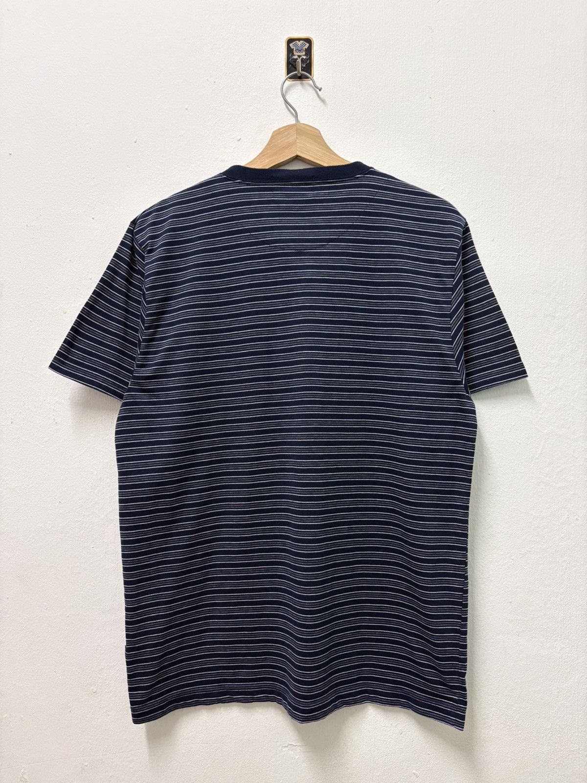 Japanese Brand × Y's × Yohji Yamamoto 2000's Sacsny Y'saccs Button Stripe Navy T-Shirt Size US M / EU 48-50 / 2 - 2 Thumbnail