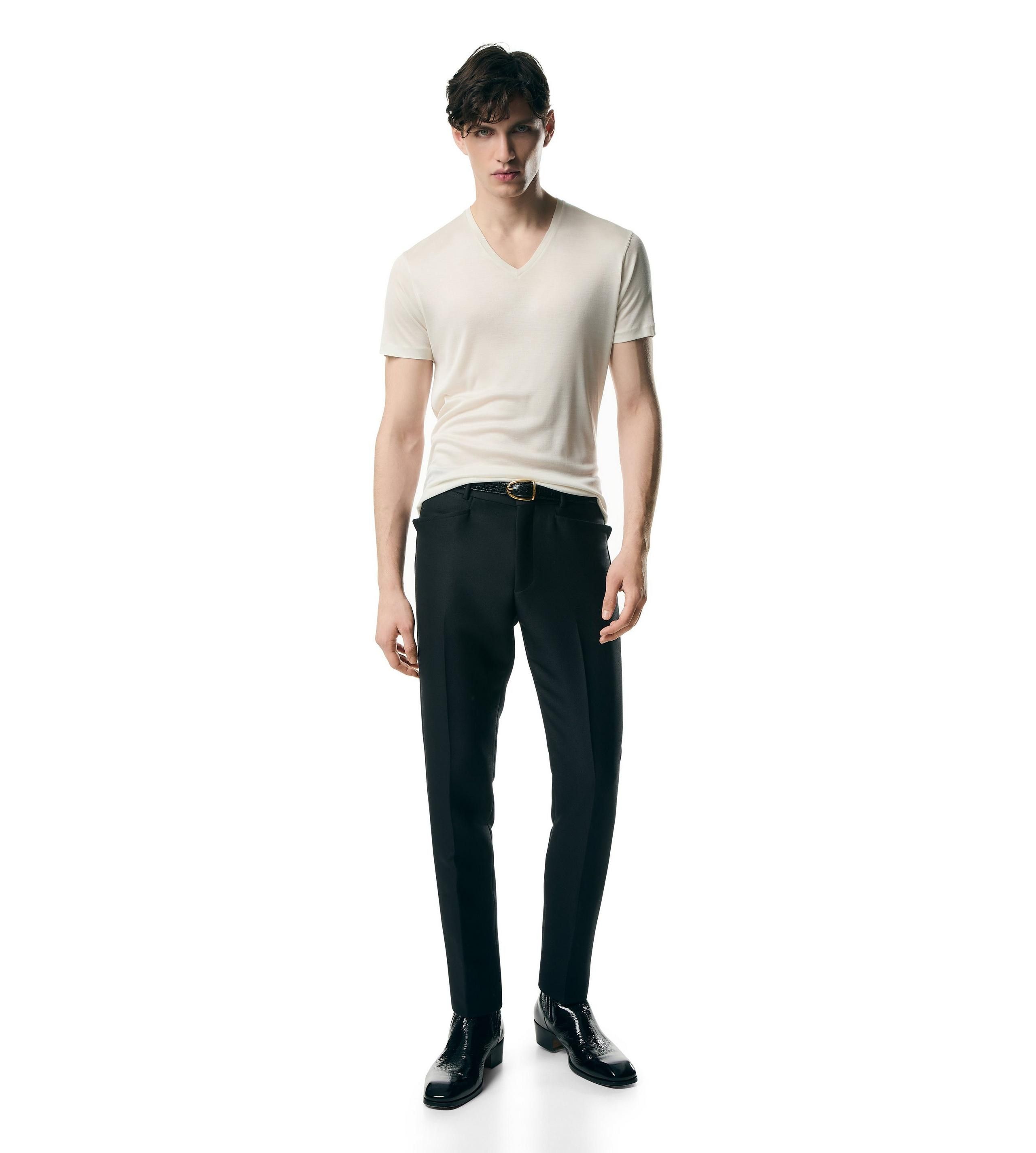 Tom Ford o1w1db10125 JVS001 V-Neck T-Shirt in White Size US L / EU 52-54 / 3 - 2 Thumbnail