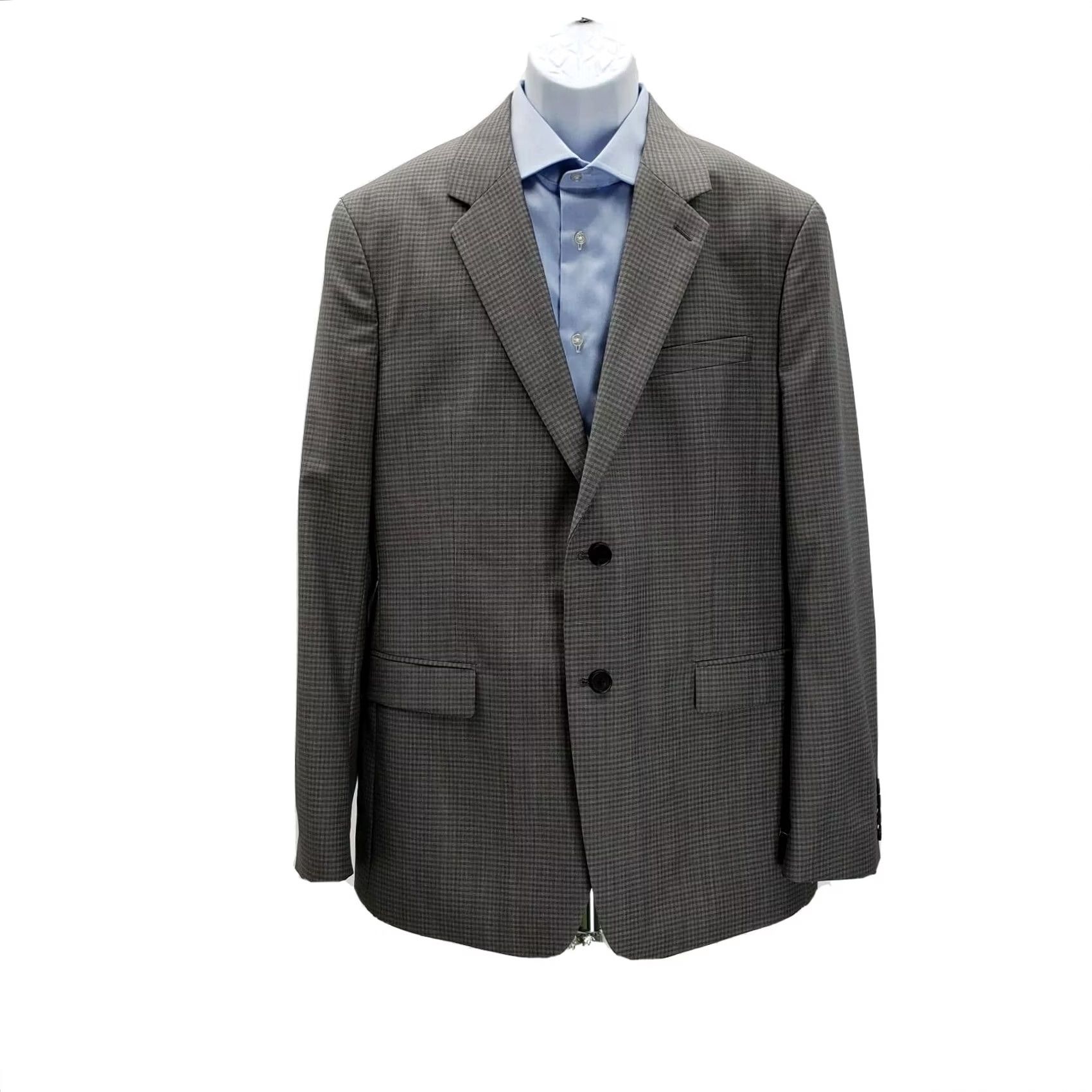 Theory THEORY CHAMBERS TAILORED Button Suit Jacket Blazer NEW Sz 44R GREY/ light grey Wool Check Men Blazer 44R Modern Size 44R - 2 Thumbnail