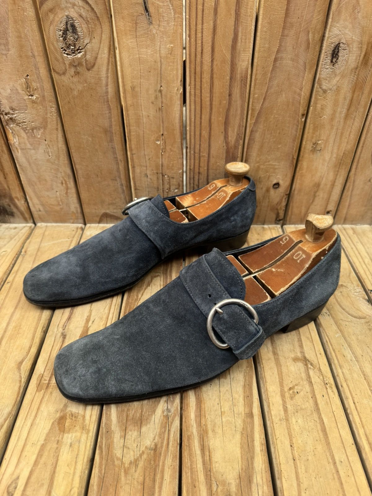 Prada Prada buckled blue suede Leather Men's Dress Shoes UK 9 Size US 10 / EU 43 - 10 Thumbnail