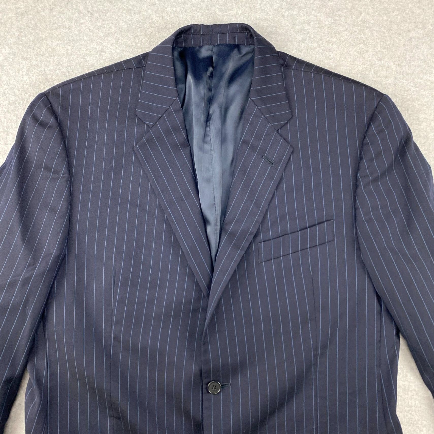Joseph Abboud Joseph Abboud Loro Piana Suit Mens 43L/W37 Blue Pinstripe Super 120's Wool USA Size 46R - 2 Thumbnail